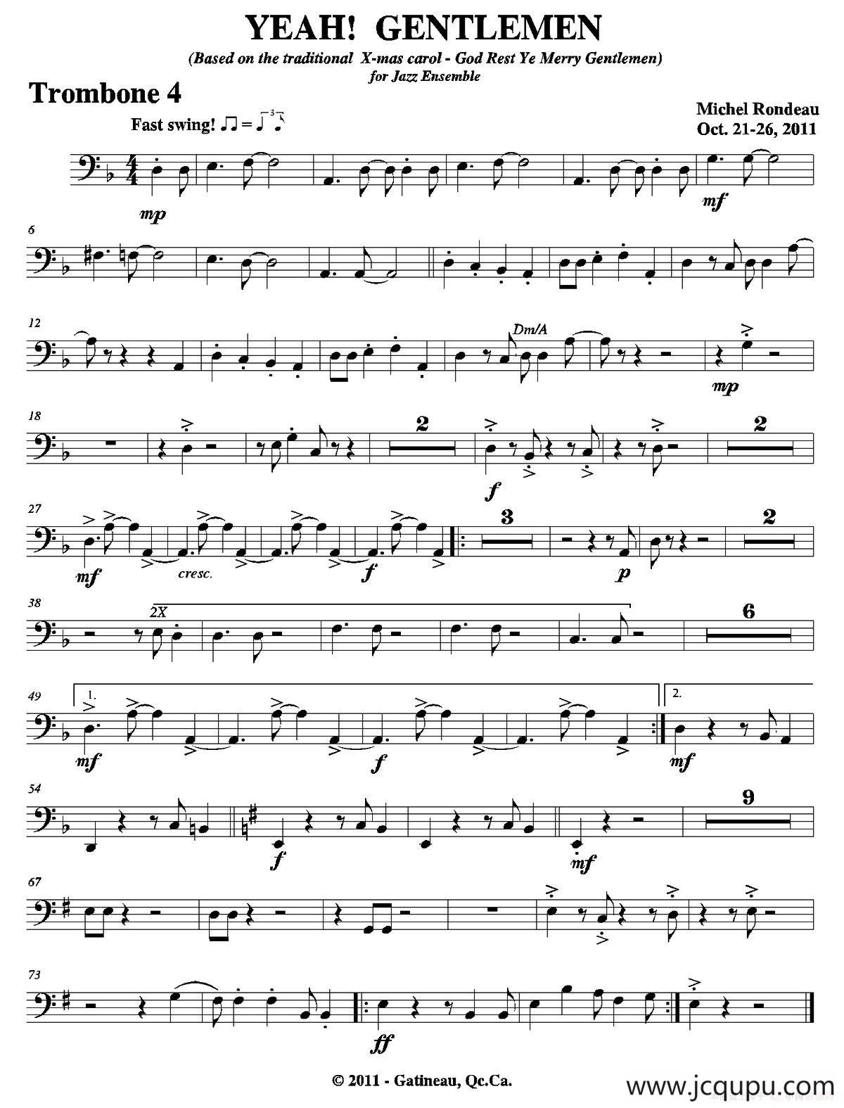 YEAH! GENTLEMEN（第四长号分谱）简谱