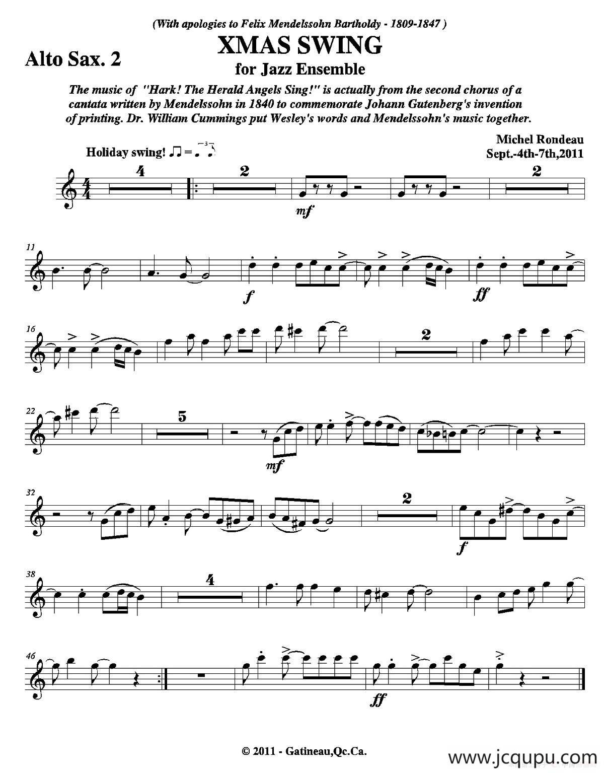 XMAS SWING（第二中音萨克斯分谱）简谱