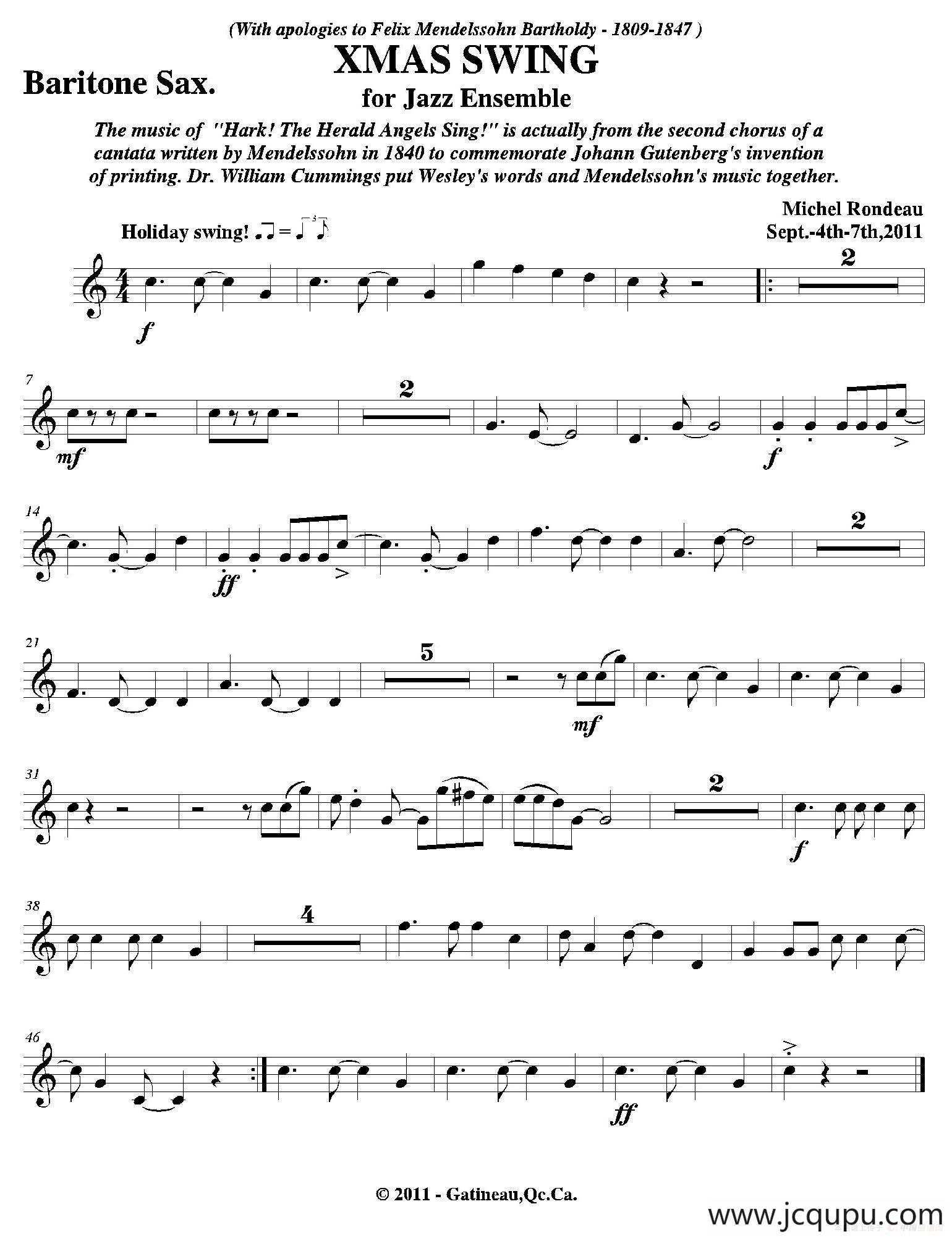 XMAS SWING（上低音萨克斯分谱）简谱