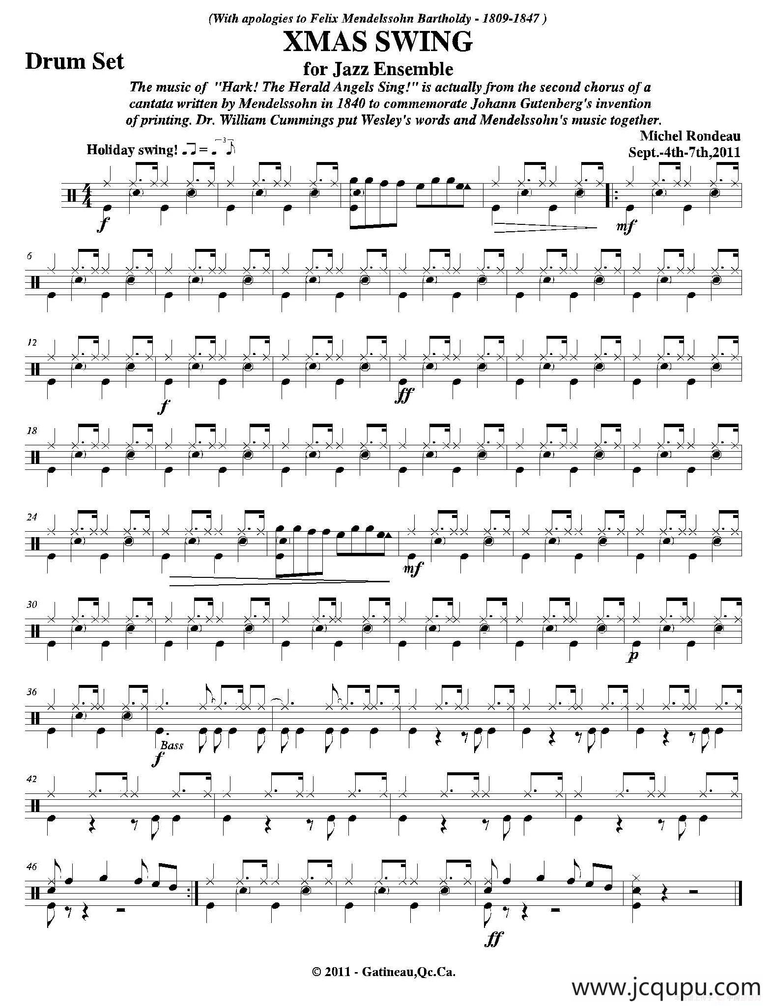 XMAS SWING（爵士鼓分谱）简谱