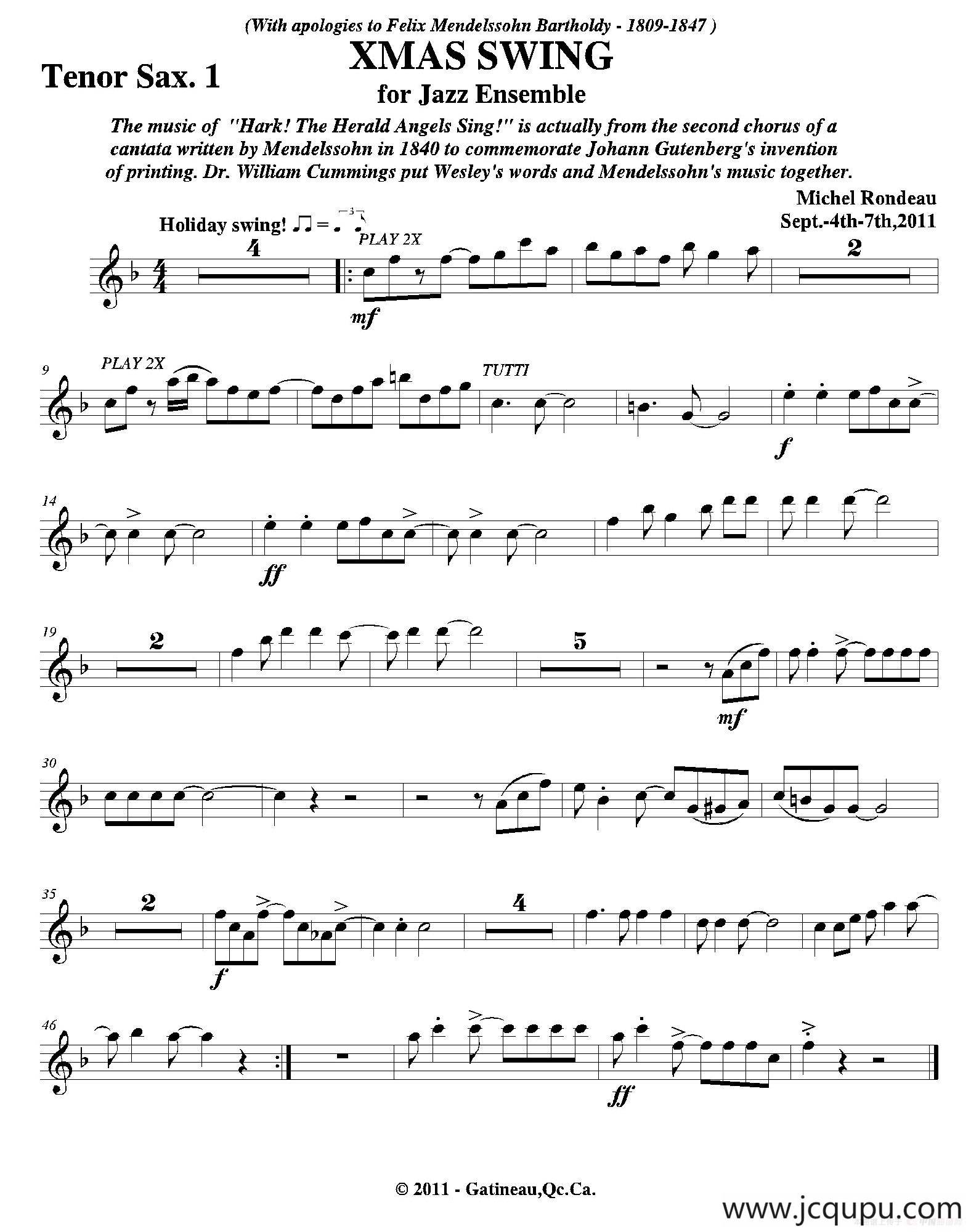 XMAS SWING（第一次中音萨克斯分谱）简谱