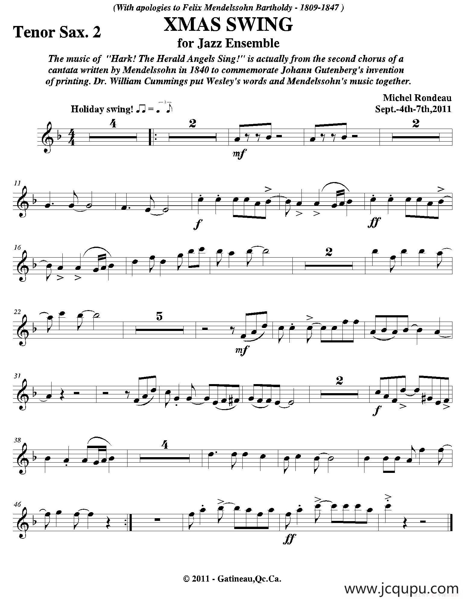 XMAS SWING（第二次中音萨克斯分谱）简谱