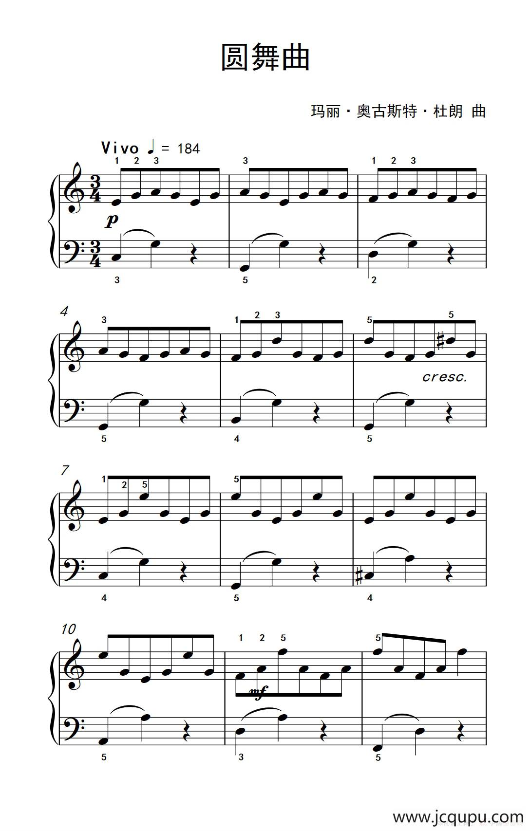 圆舞曲（约翰·汤普森 成人钢琴教程 第二册）简谱