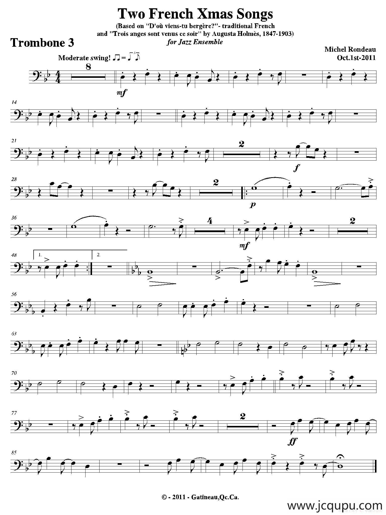 Two French Xmas Songs（第三长号分谱）简谱