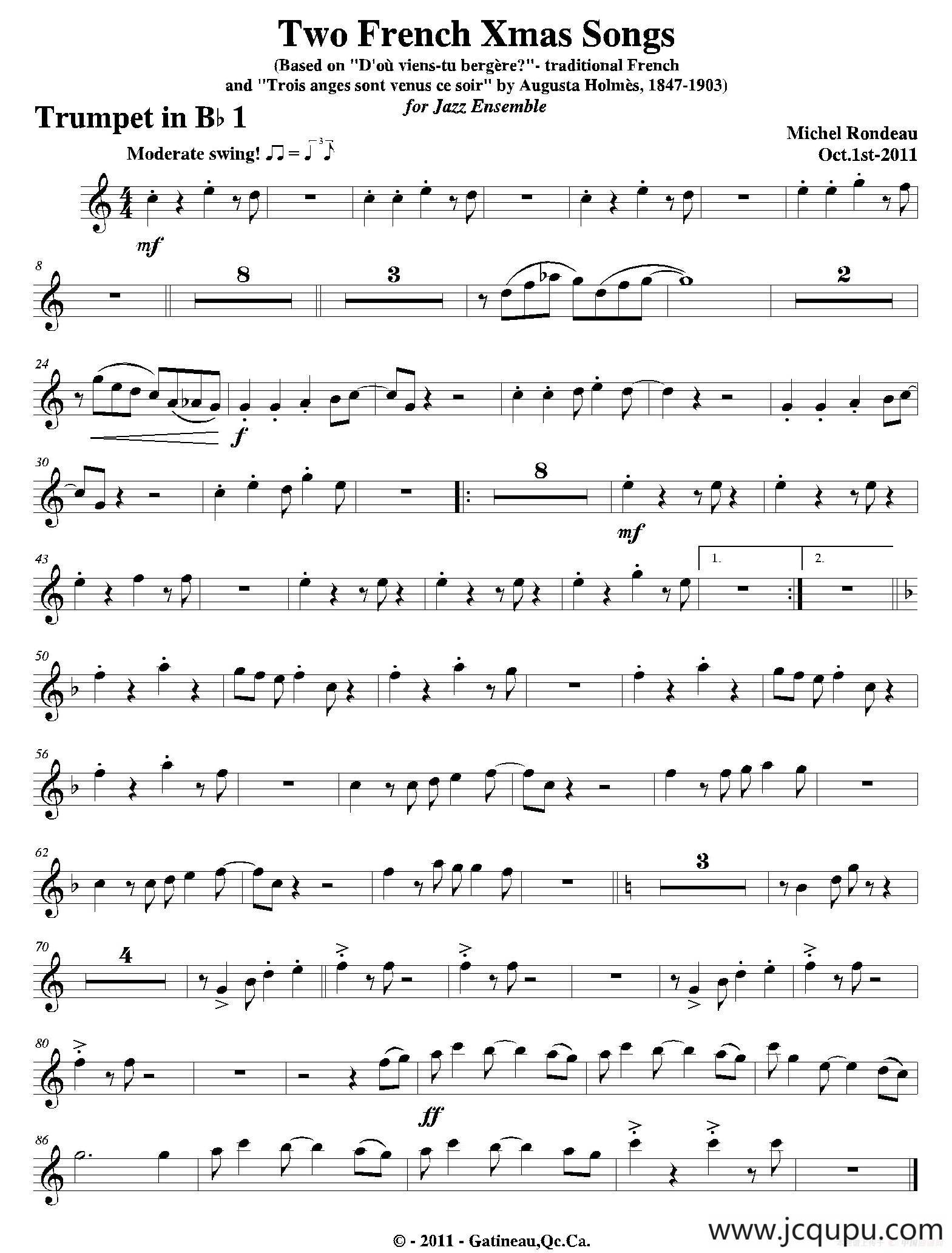 Two French Xmas Songs（第一小号分谱）简谱