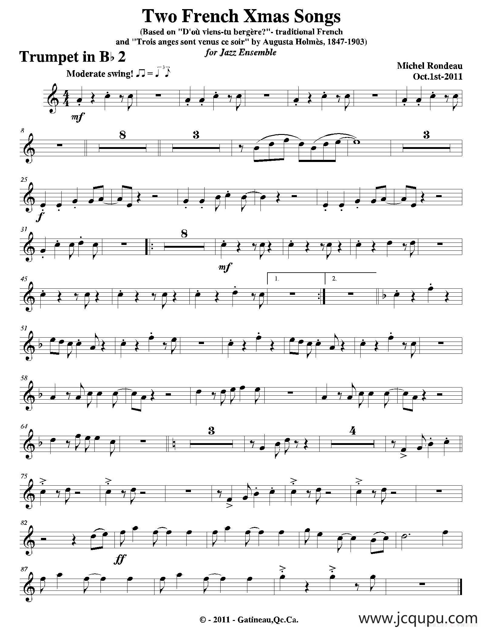 Two French Xmas Songs（第二小号分谱）简谱