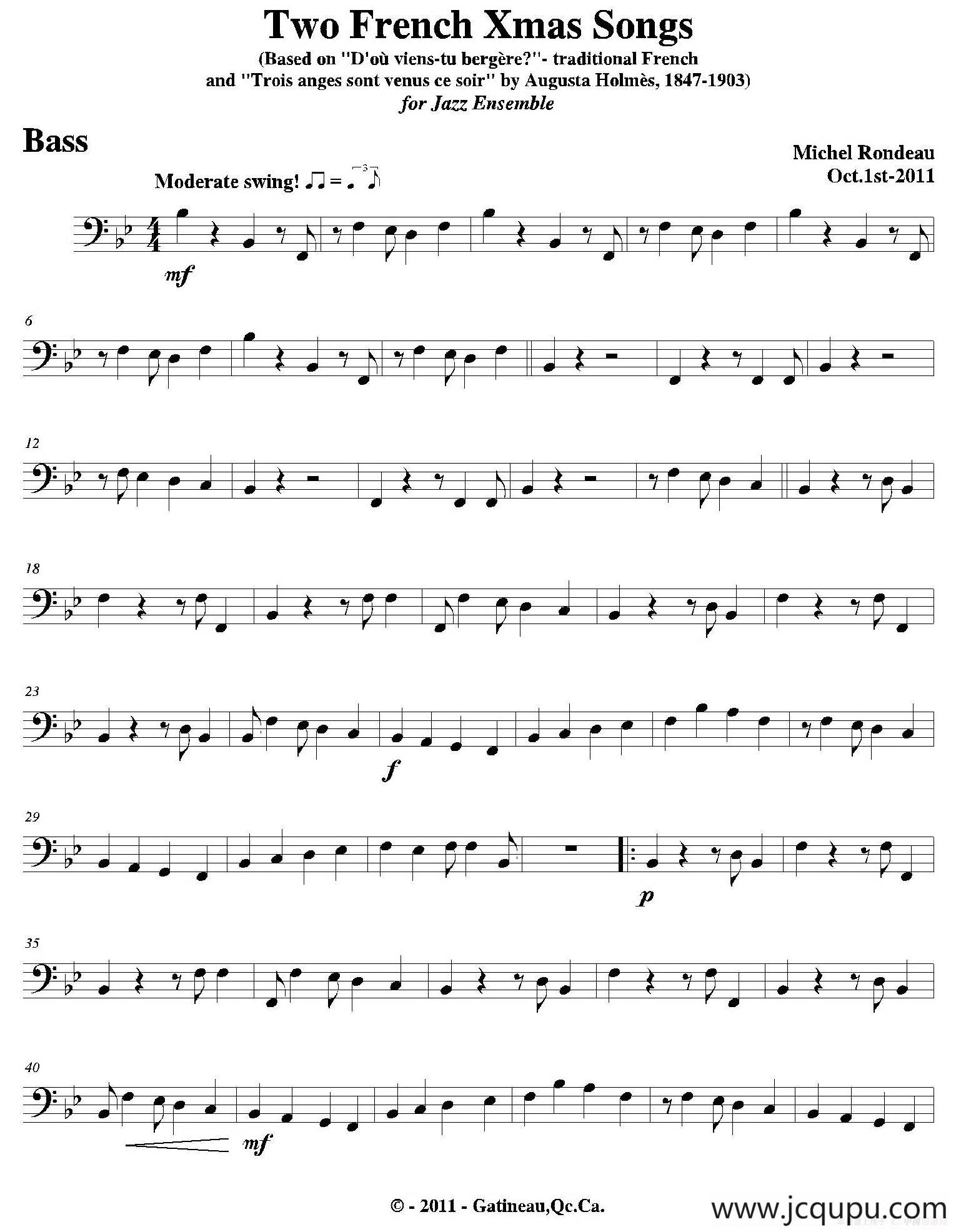 Two French Xmas Songs（贝司分谱）简谱