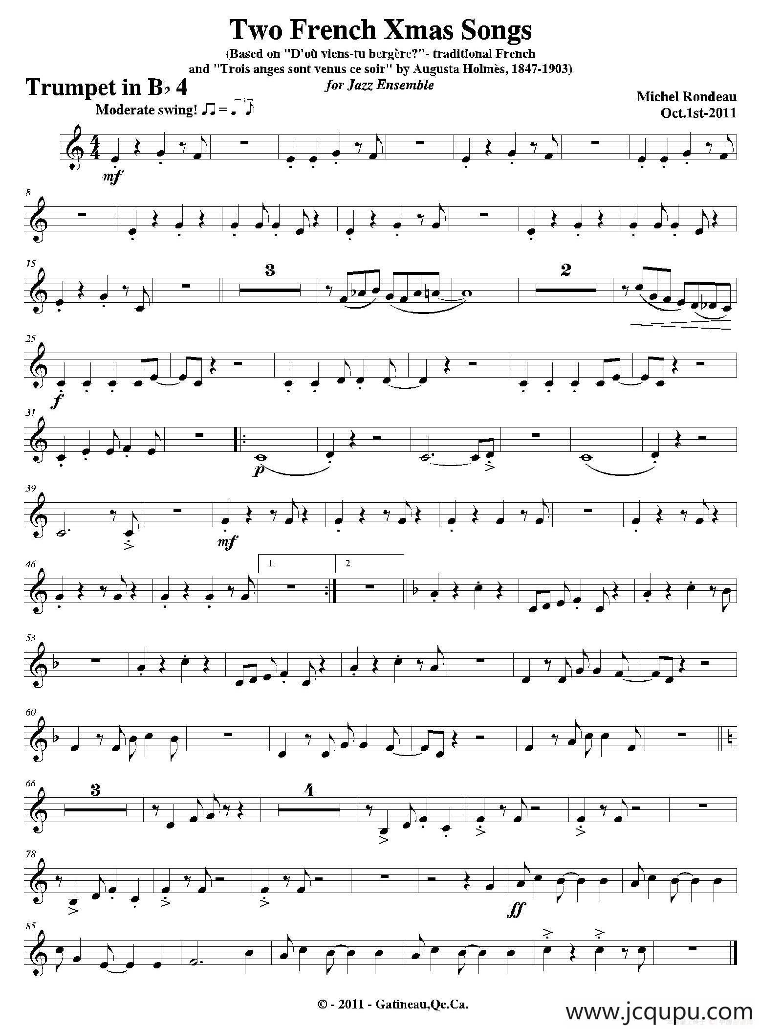 Two French Xmas Songs（第四小号分谱）简谱