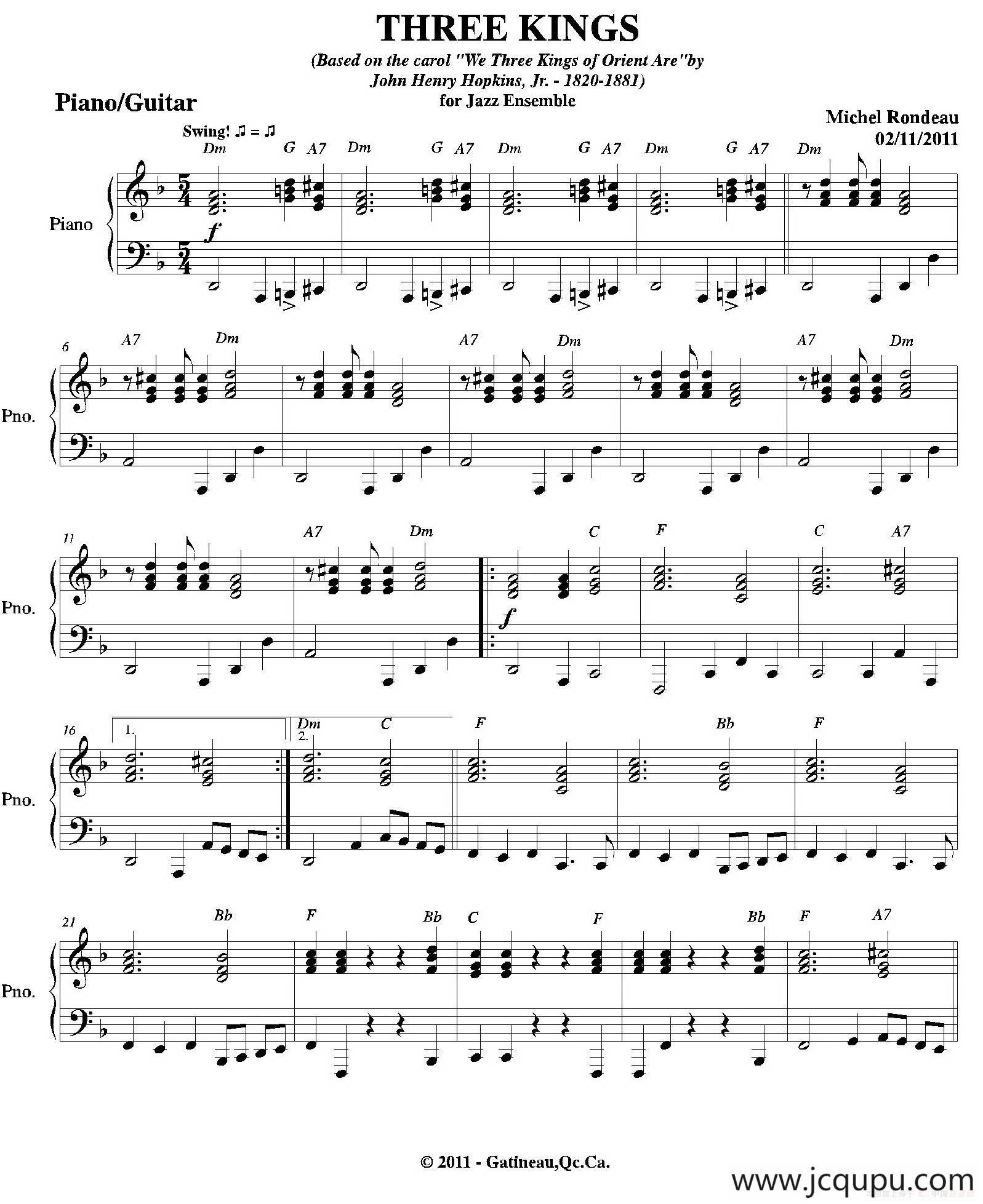 THREE KINGS（钢琴、吉他分谱）简谱