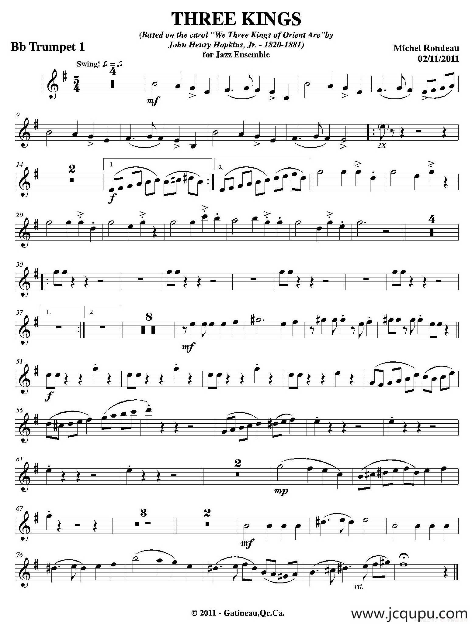 THREE KINGS（第一降B小号分谱）简谱