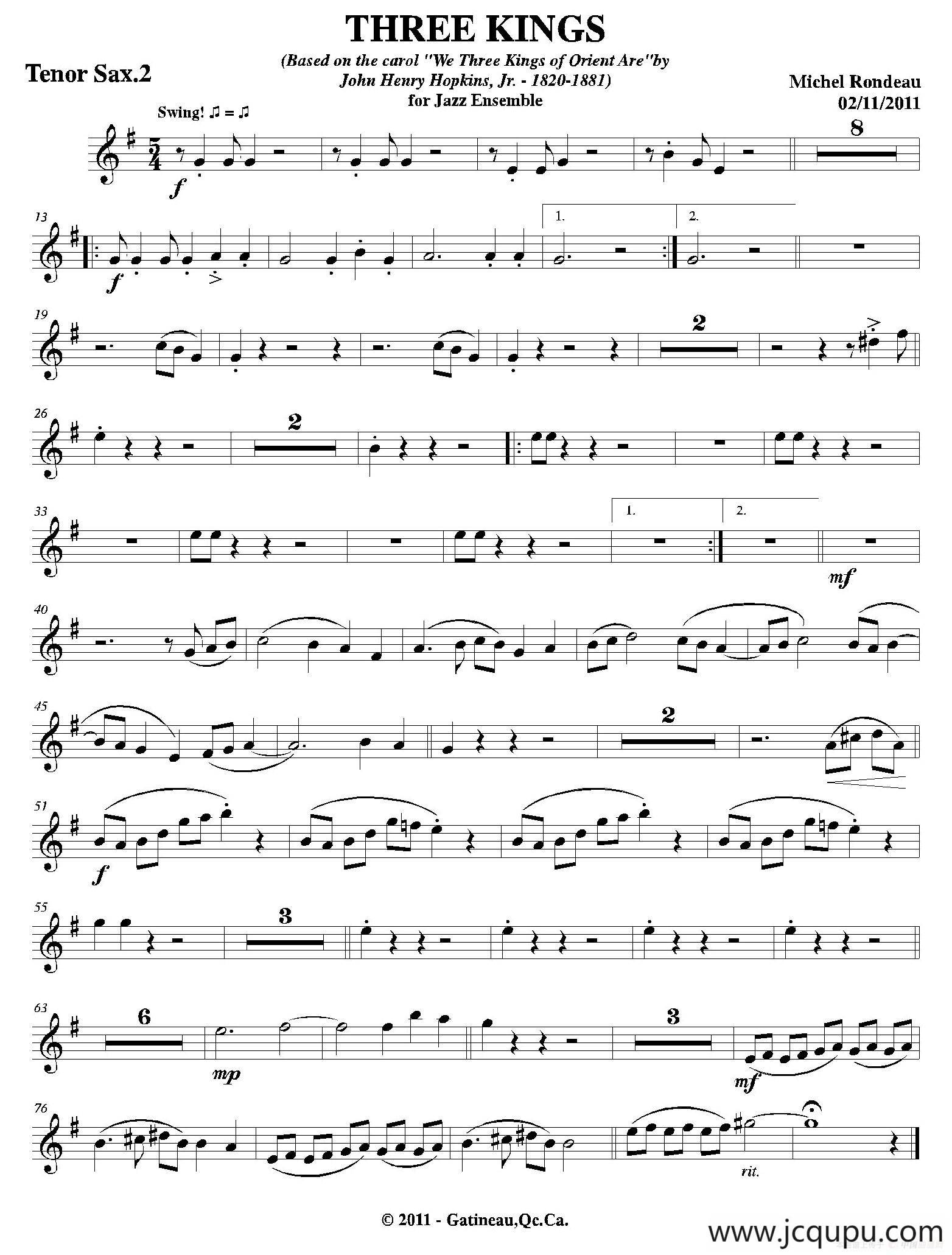 THREE KINGS（第二次中音萨克斯分谱）简谱