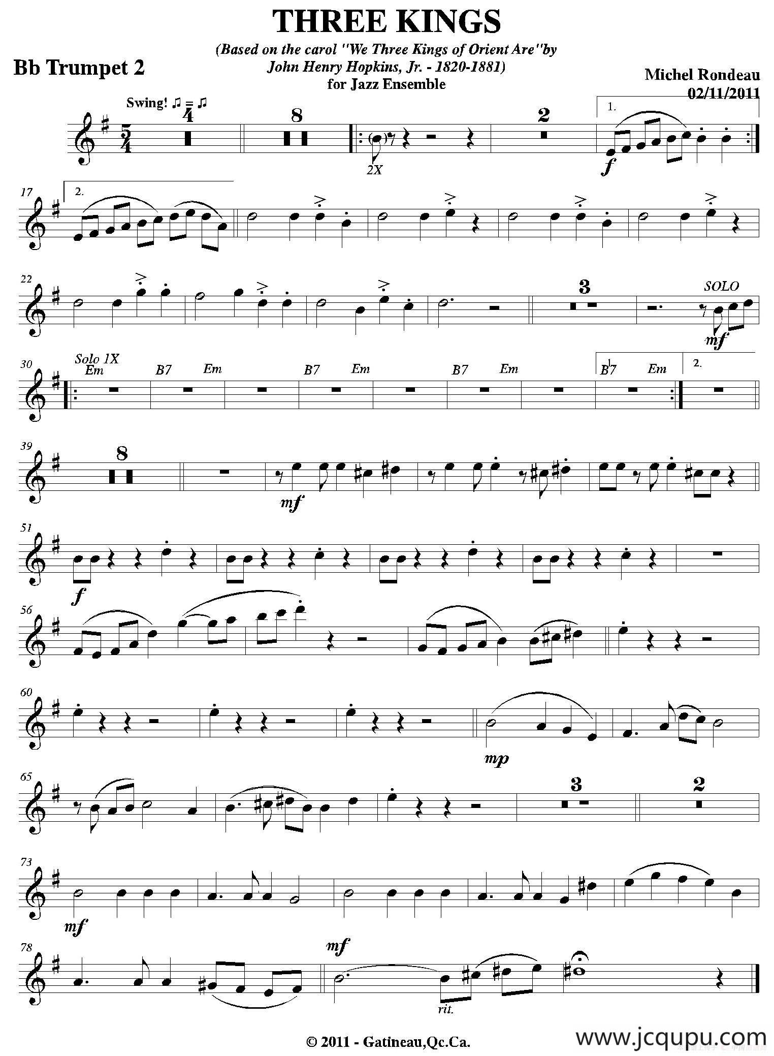 THREE KINGS（第二降B小号分谱）简谱