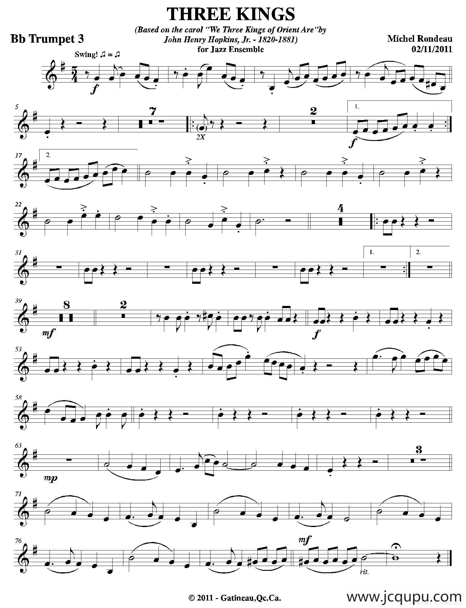 THREE KINGS（第三降B小号分谱）简谱