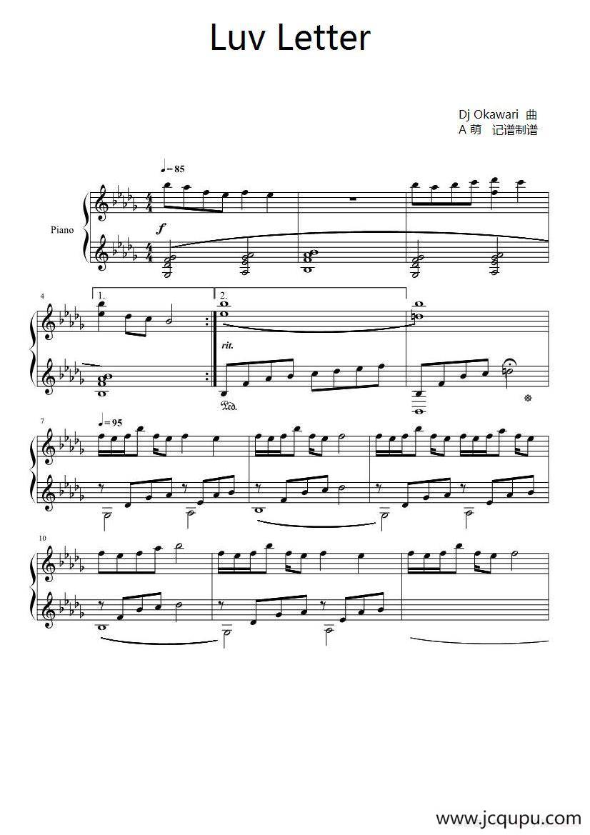 Luv Letter（双轨钢琴版）简谱