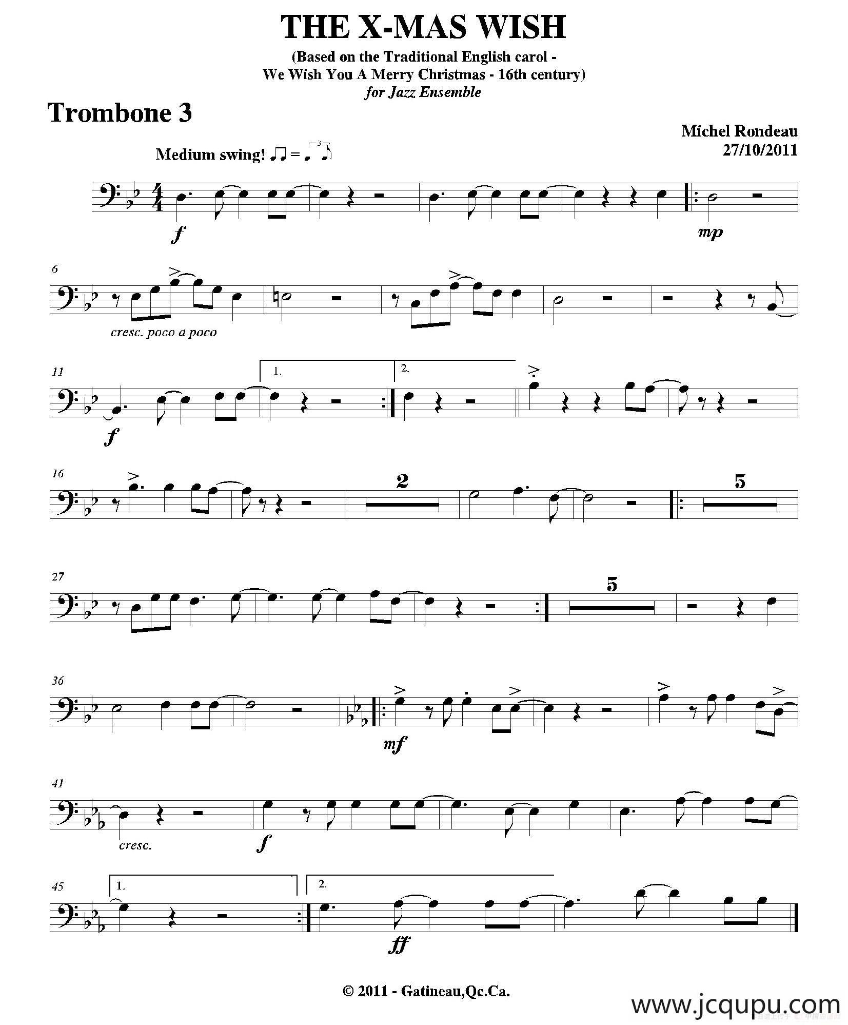 THE X-MAS WISH（第三长号分谱）简谱