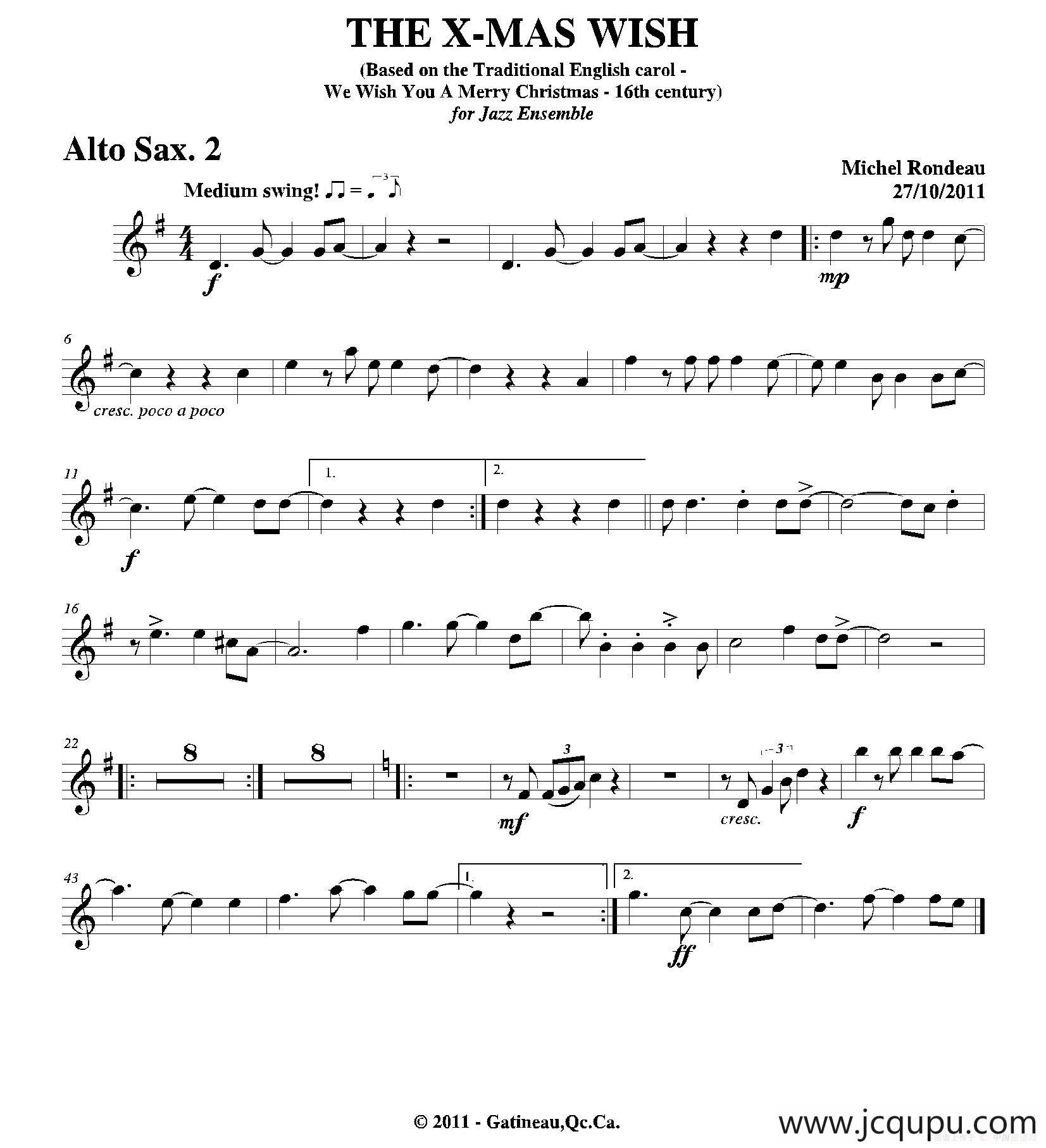 THE X-MAS WISH（第二中音萨克斯分谱）简谱