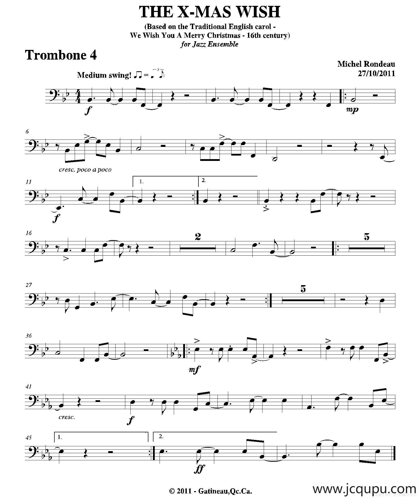 THE X-MAS WISH（第四长号分谱）简谱