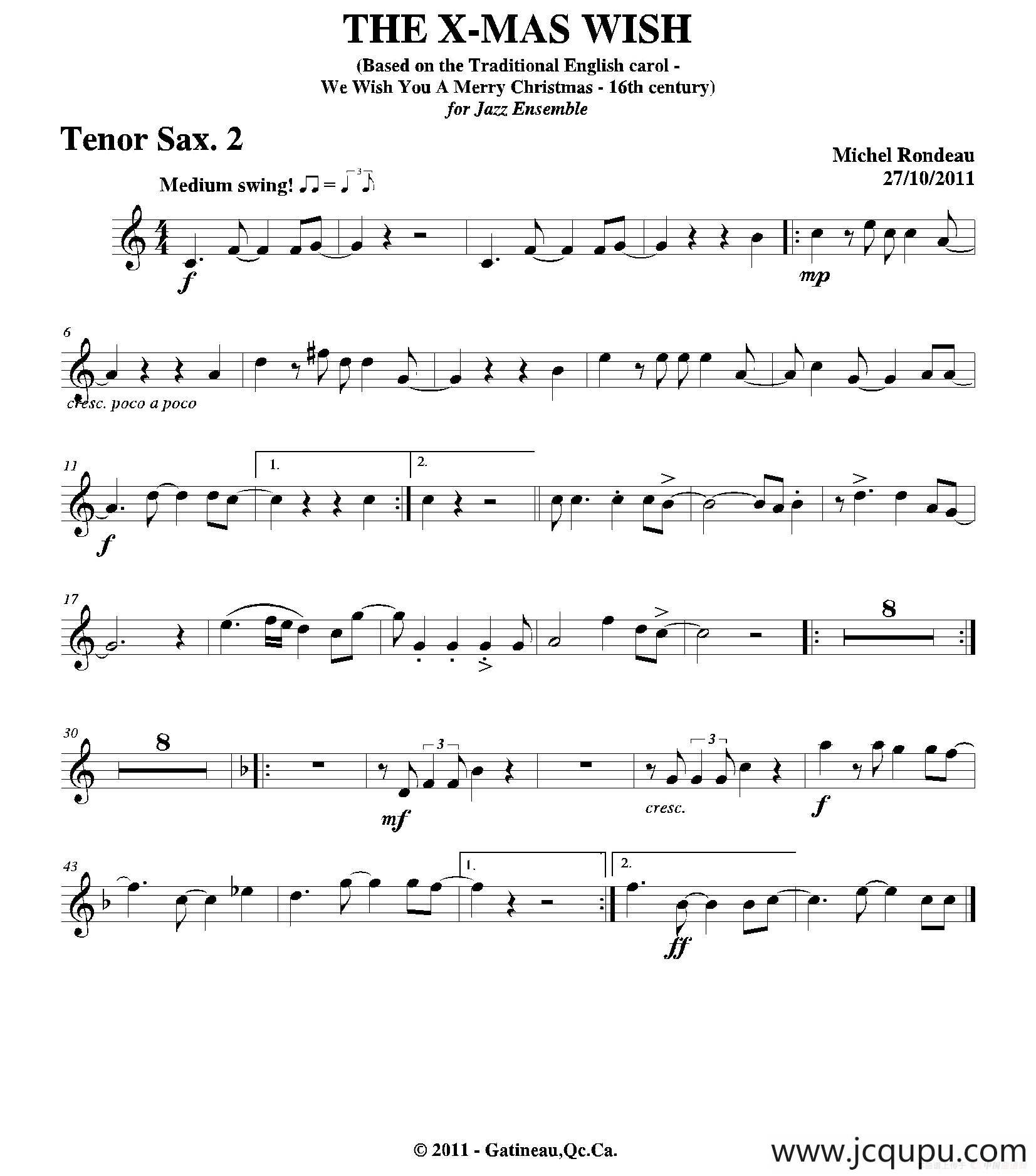 THE X-MAS WISH（第二次中音萨克斯分谱）简谱