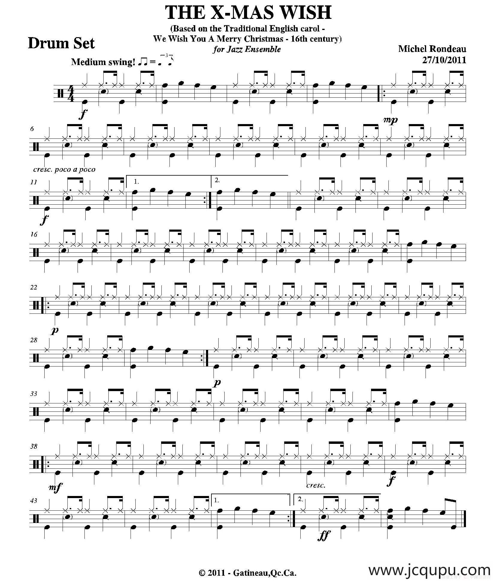 THE X-MAS WISH（爵士鼓分谱）简谱