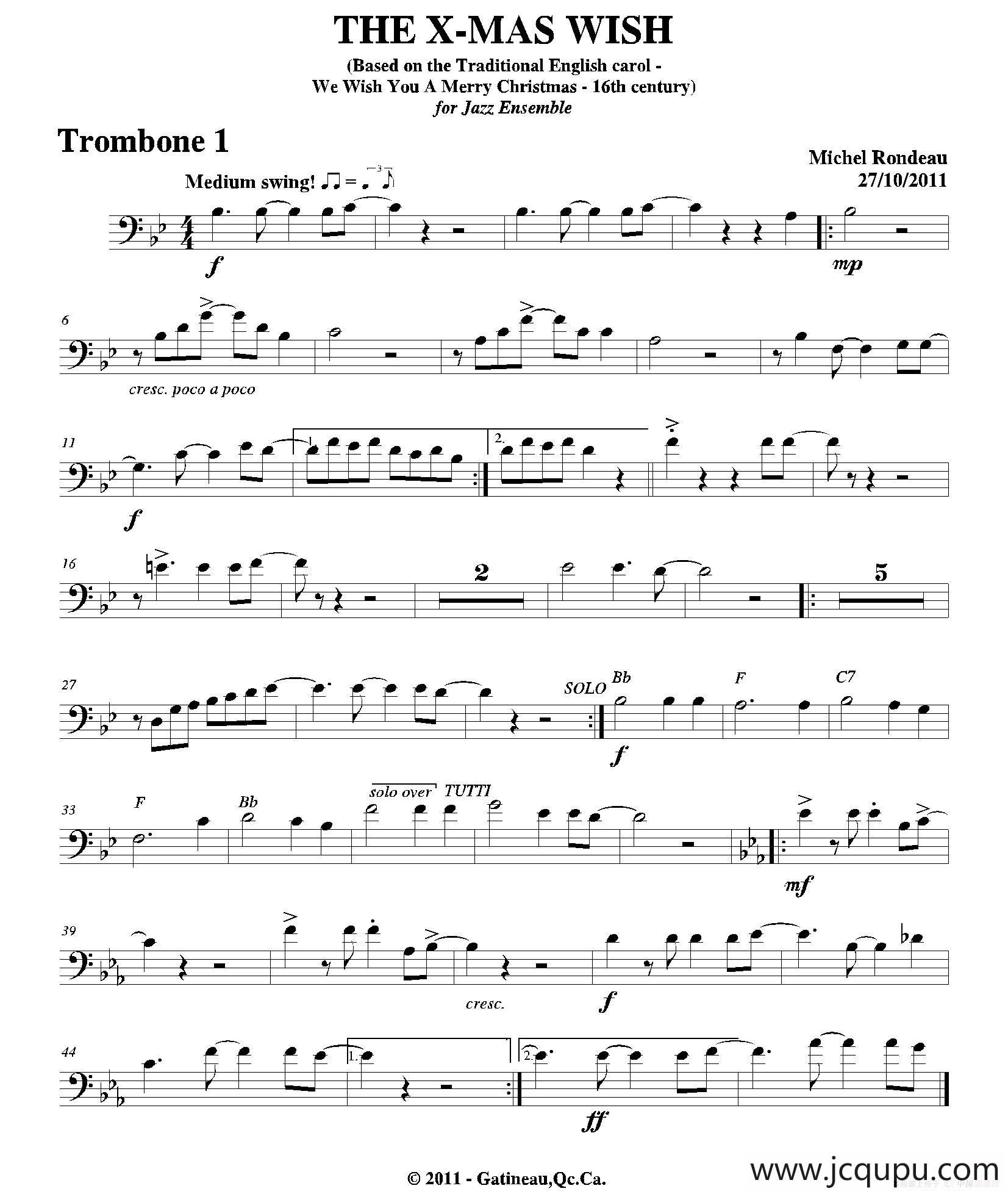 THE X-MAS WISH（第一长号分谱）简谱