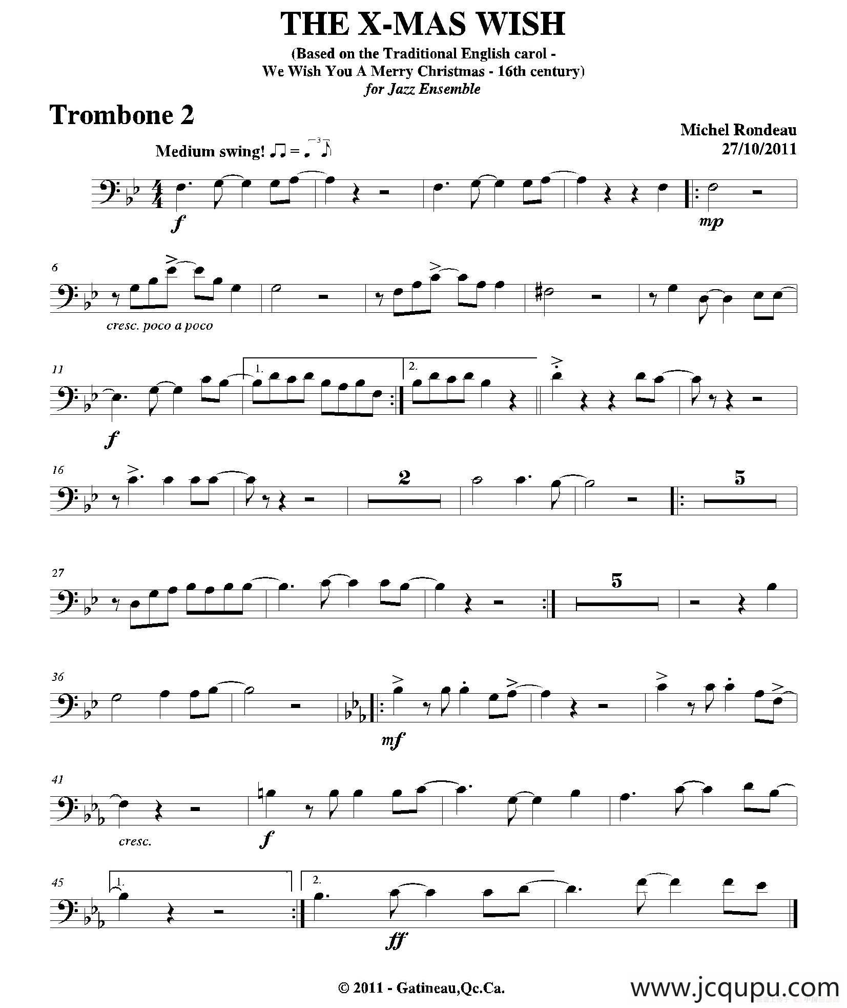 THE X-MAS WISH（第二长号分谱）简谱