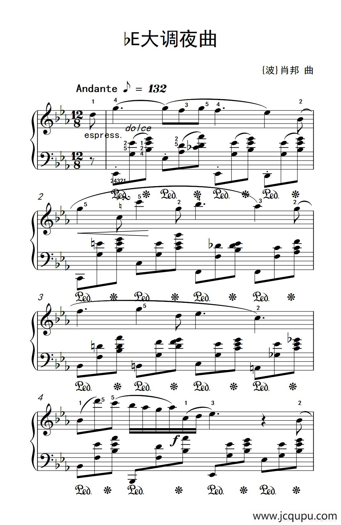 bE大调夜曲简谱