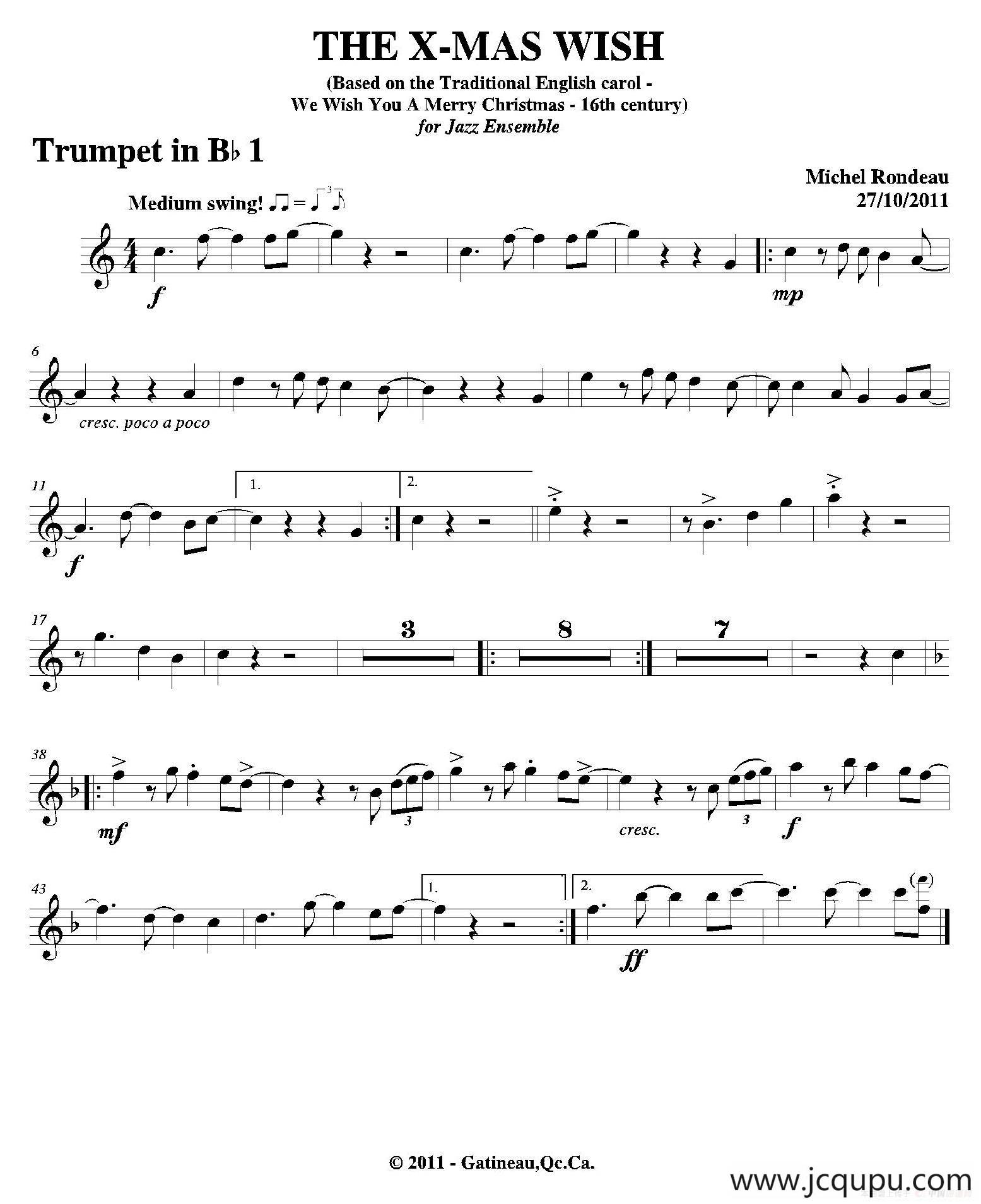 THE X-MAS WISH（第一降B小号分谱）简谱