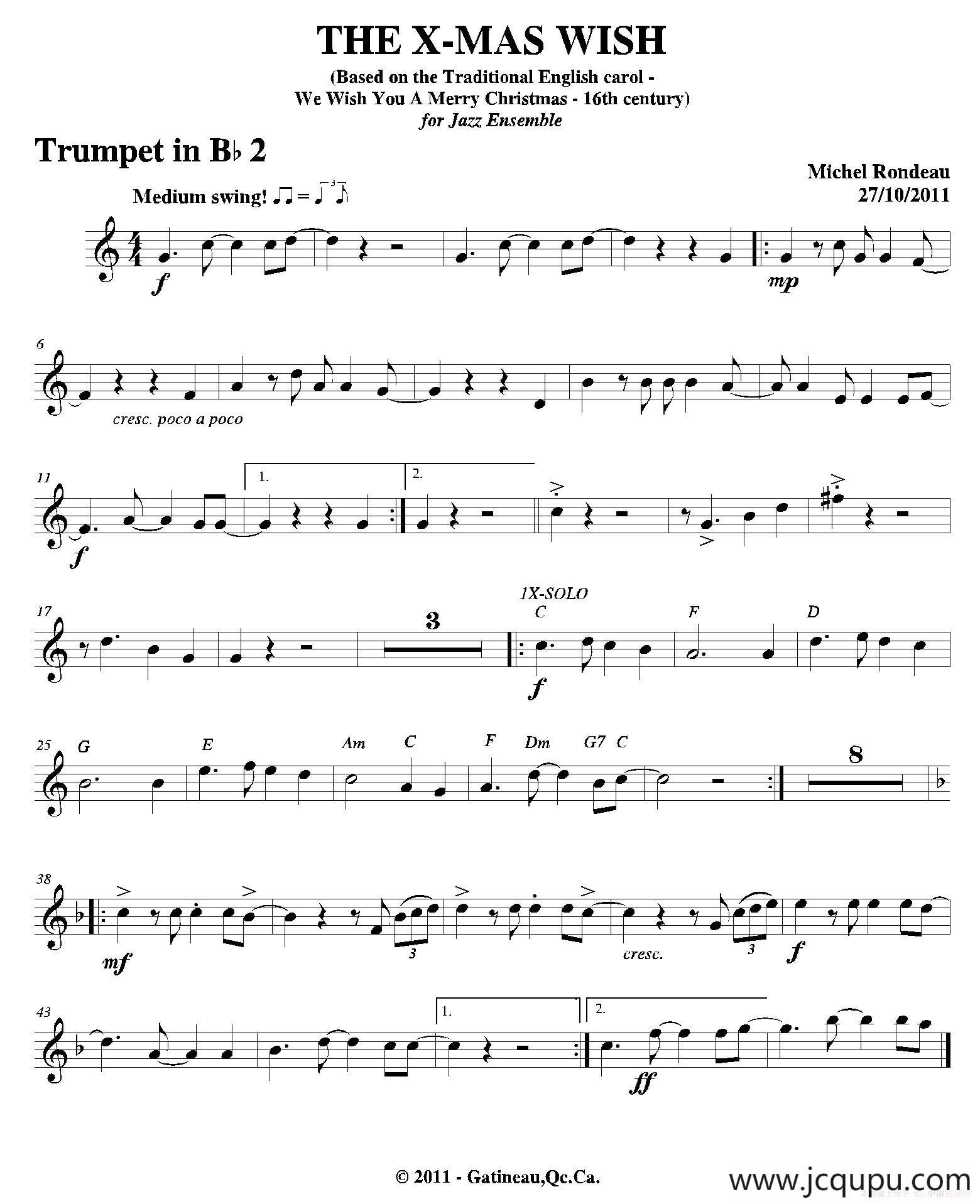 THE X-MAS WISH（第二降B小号分谱）简谱