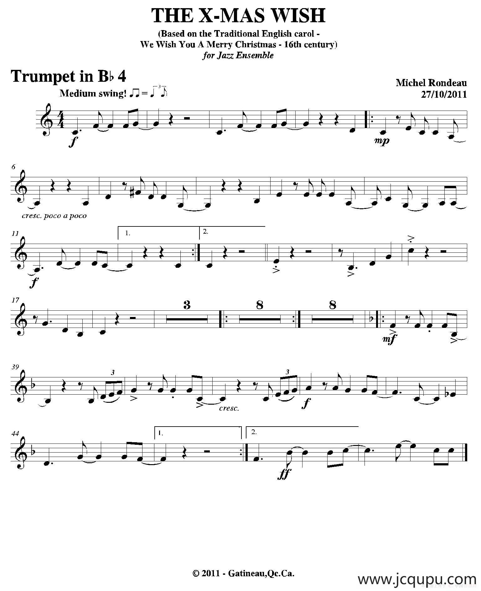 THE X-MAS WISH（第四降B小号分谱）简谱