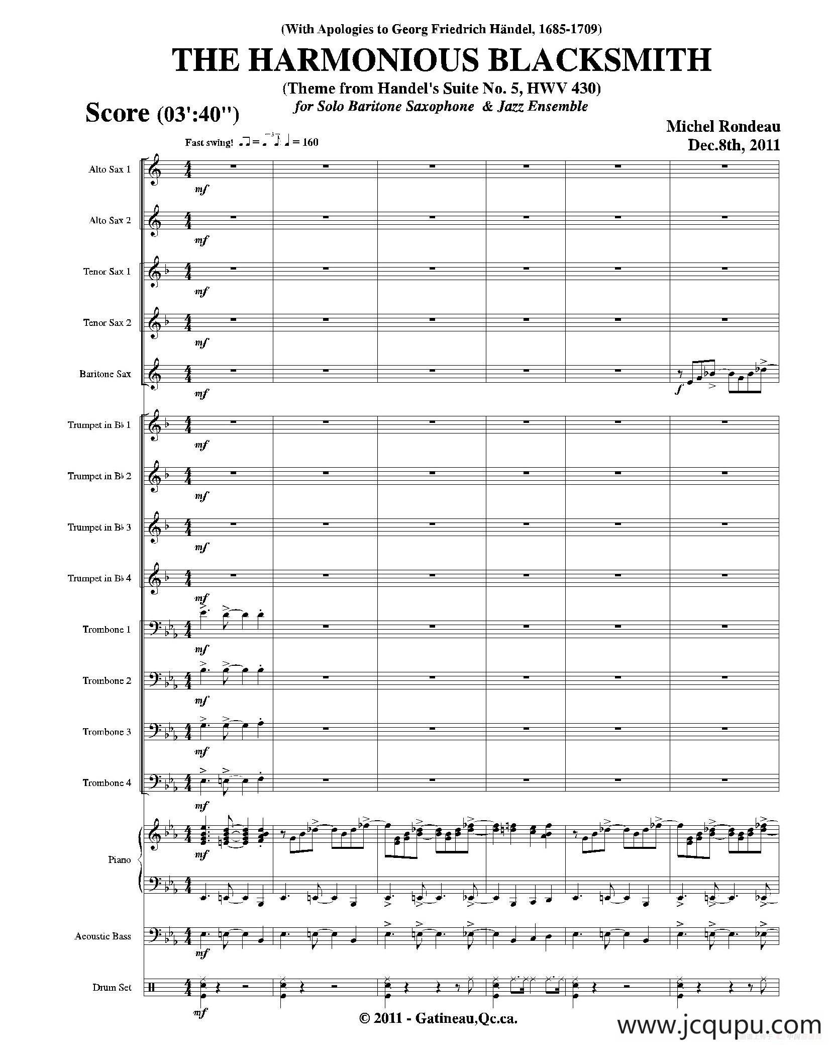 THE HARMONIOUS BLACKSMITH（总谱）简谱