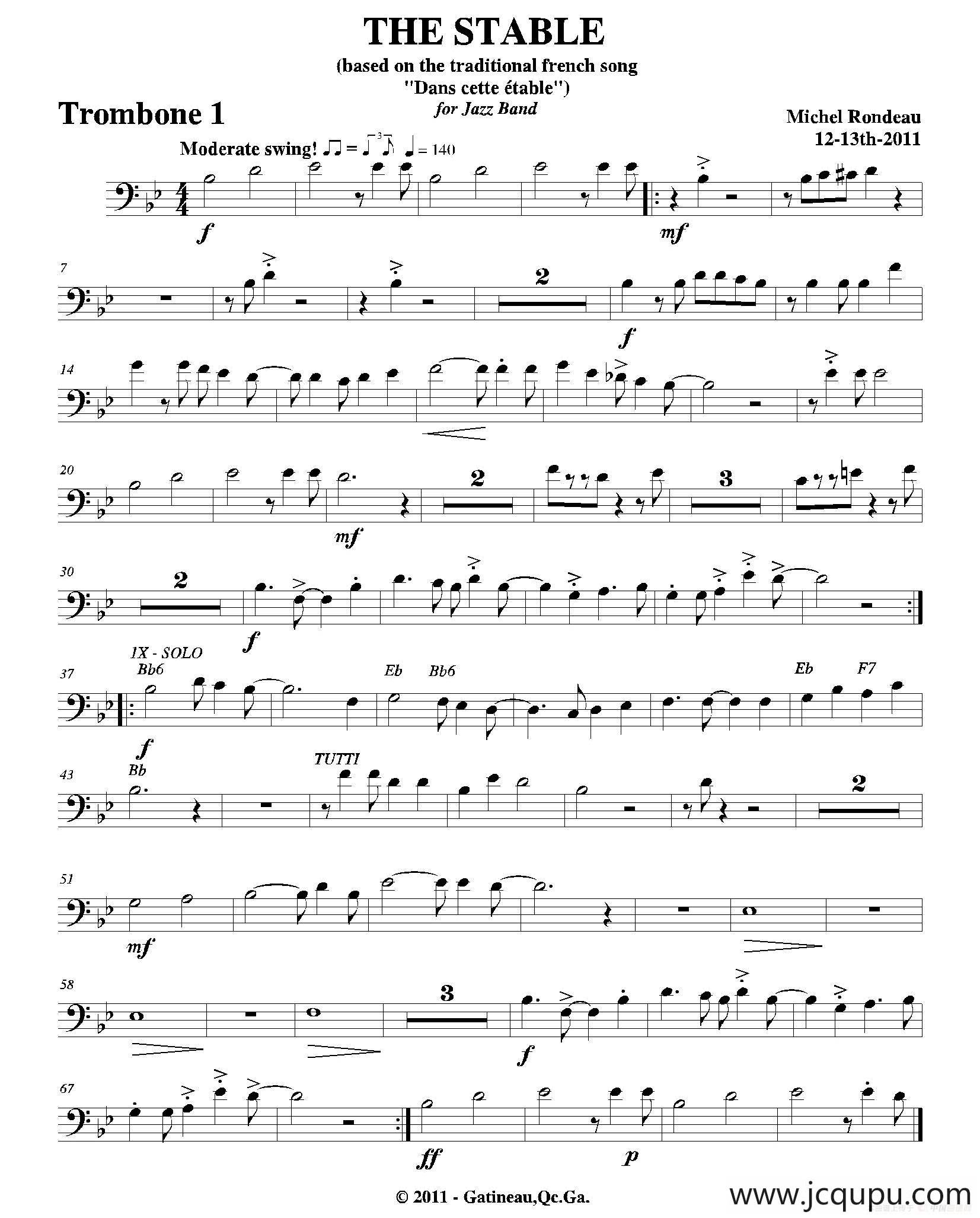 THE STABLE（第一长号分谱）简谱