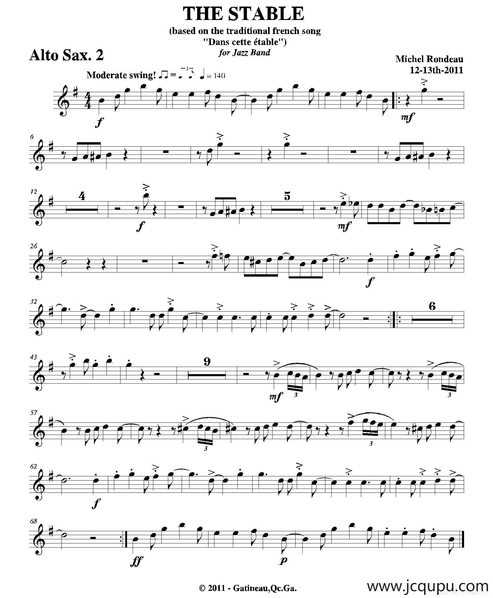 THE STABLE（第二中音萨克斯分谱）简谱