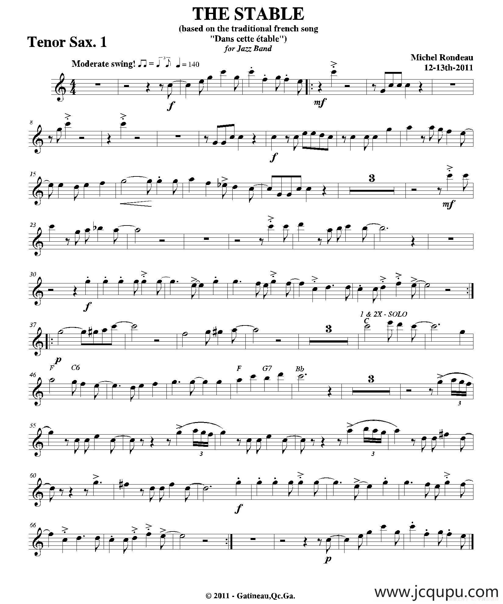 THE STABLE（第一次中音萨克斯分谱）简谱