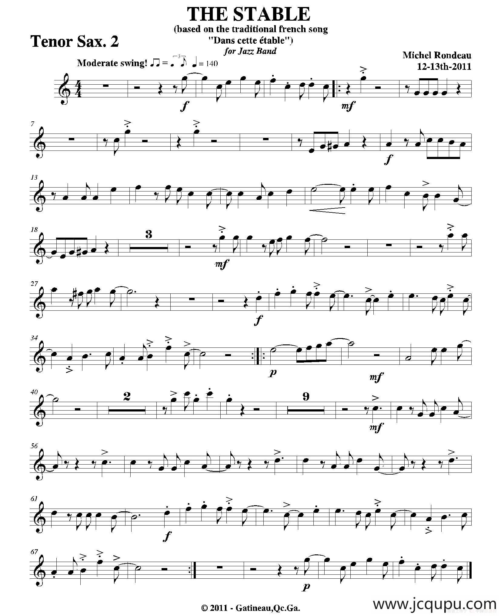 THE STABLE（第二次中音萨克斯分谱）简谱