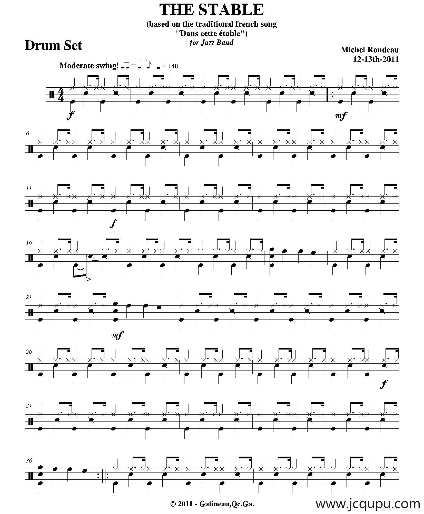 THE STABLE（爵士鼓分谱）简谱