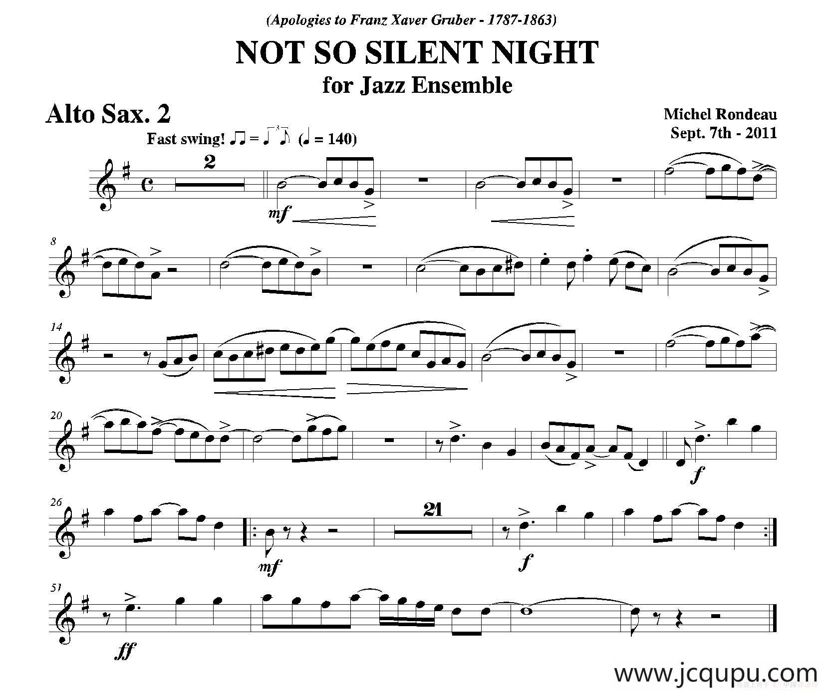 NOT SO SILENT NIGHT（第二中音萨克斯分谱）简谱