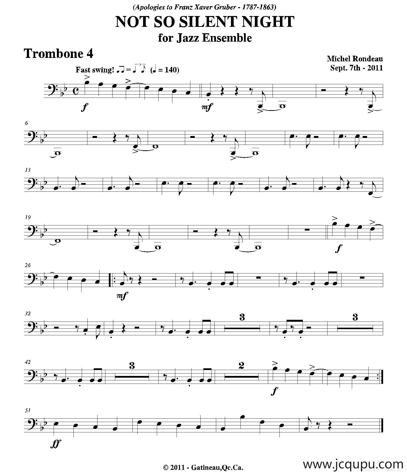 NOT SO SILENT NIGHT（第四长号分谱）简谱