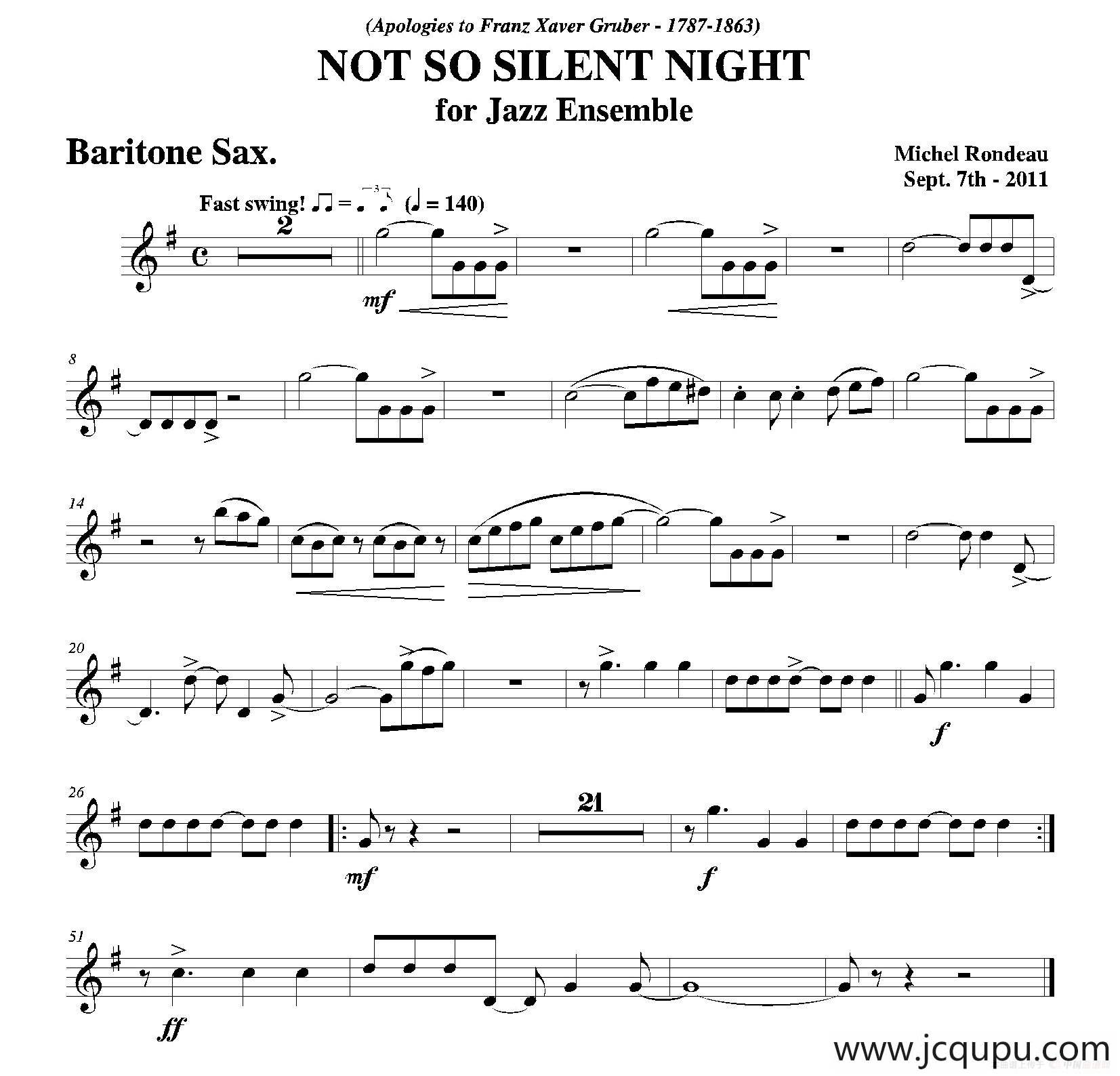 NOT SO SILENT NIGHT（上低中音萨克斯分谱）简谱