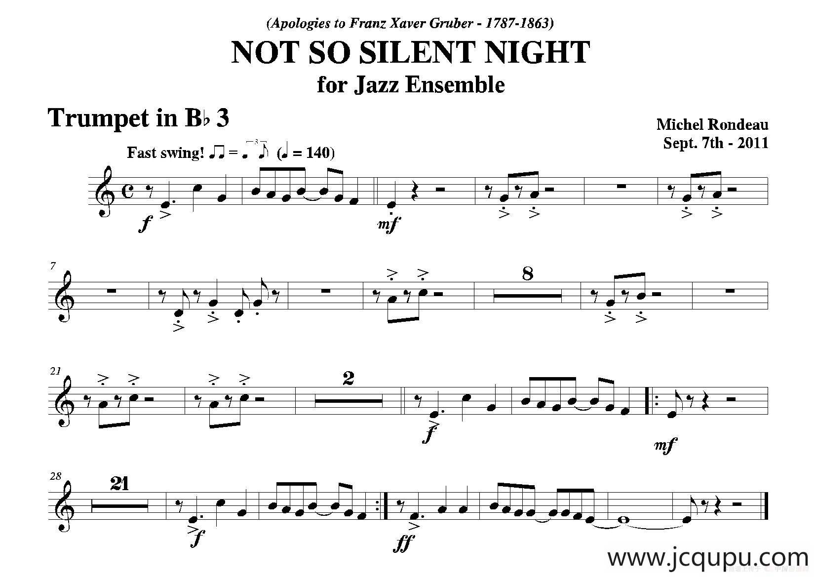NOT SO SILENT NIGHT（第三降B小号分谱）简谱