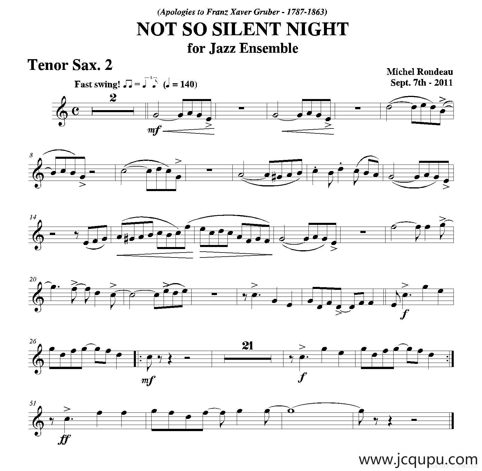 NOT SO SILENT NIGHT（第二次中音萨克斯分谱）简谱