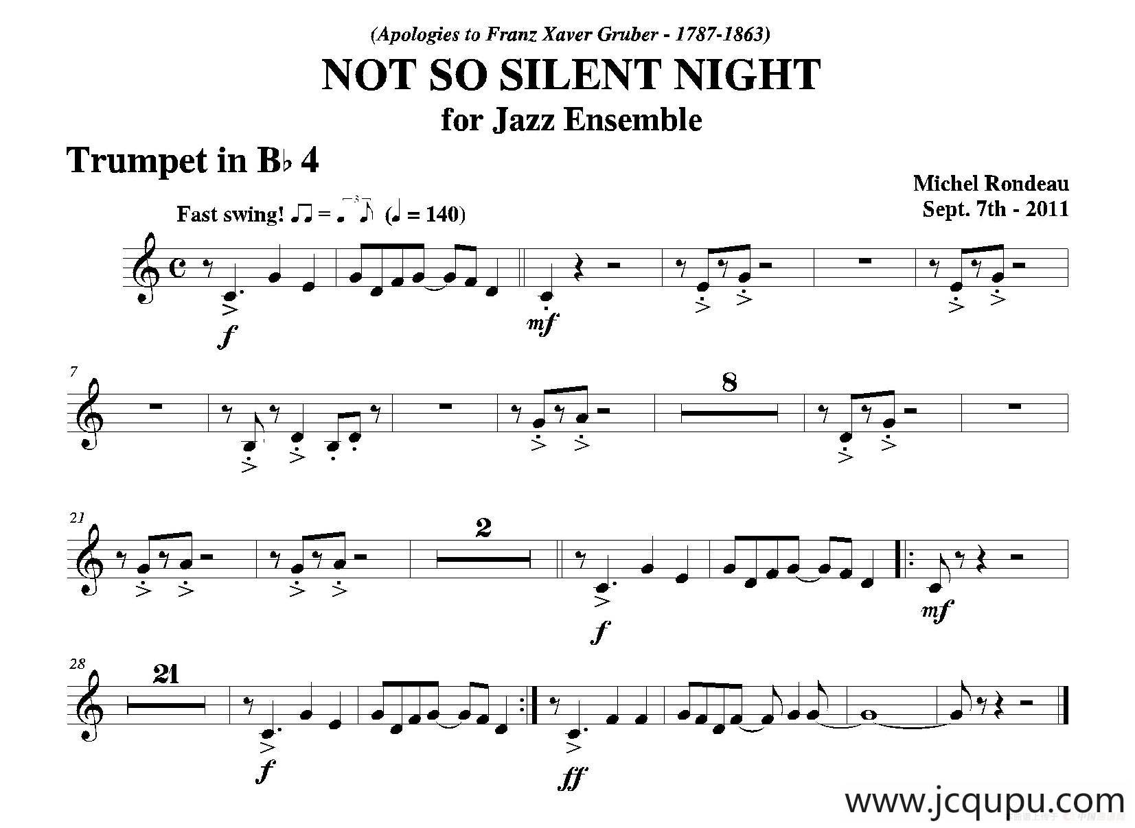 NOT SO SILENT NIGHT（第四降B小号分谱）简谱