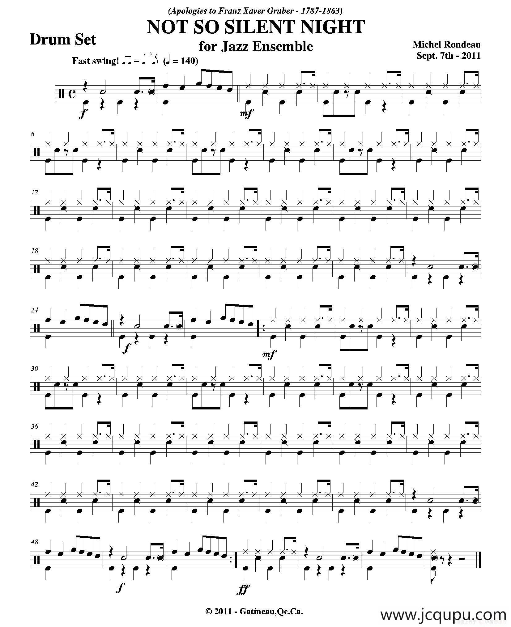 NOT SO SILENT NIGHT（爵士鼓分谱）简谱