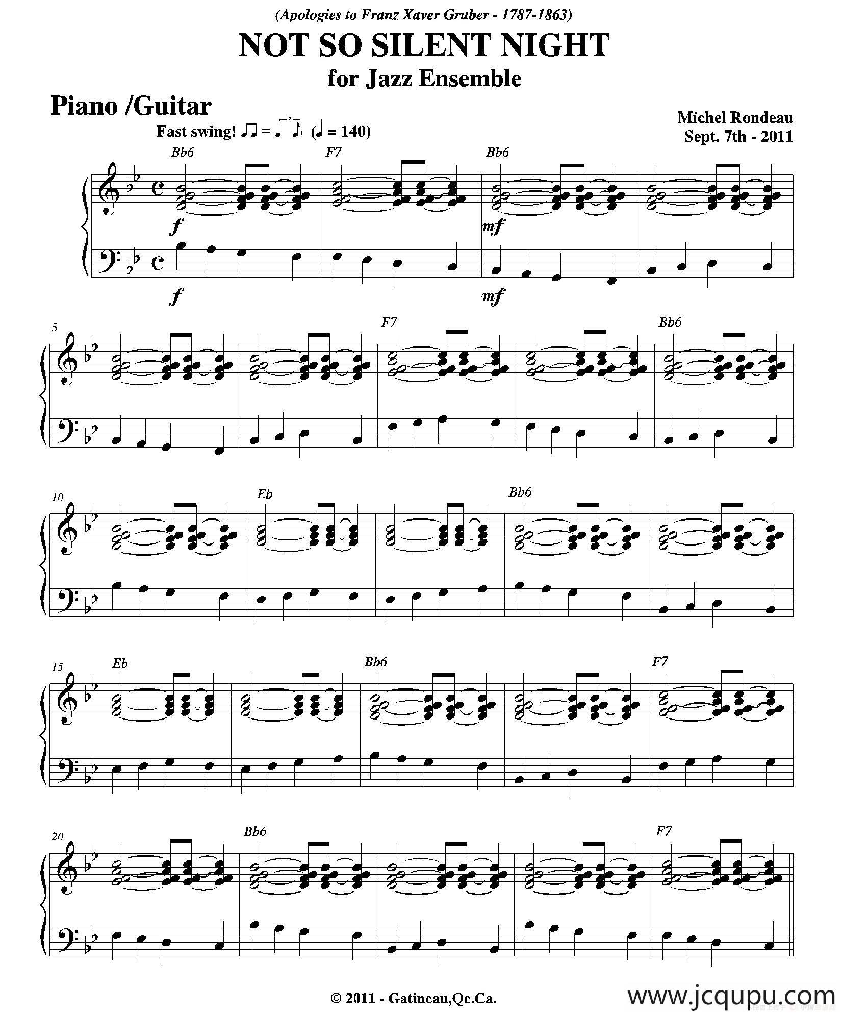 NOT SO SILENT NIGHT（钢琴、吉他分谱）简谱