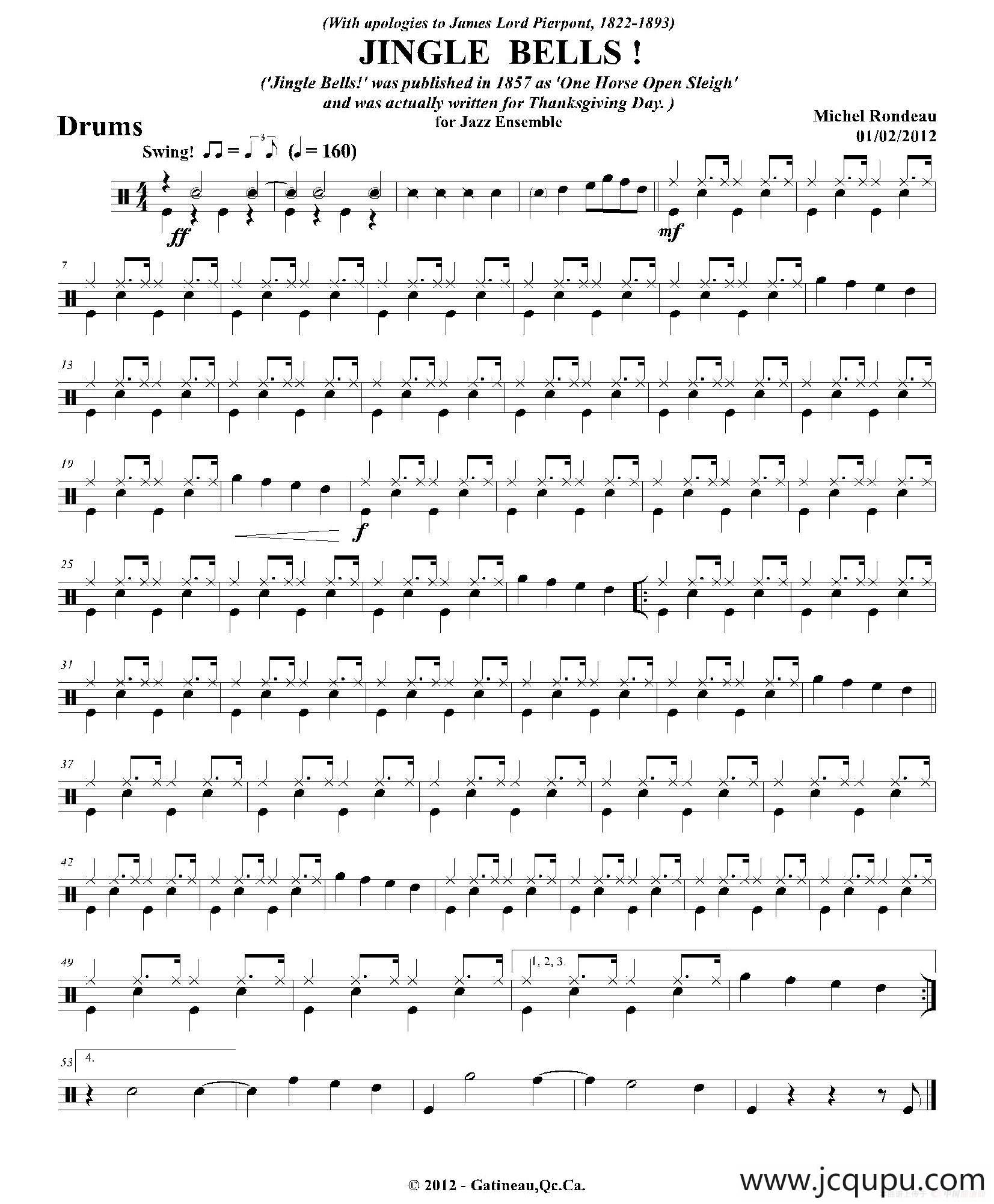 JINGLE BELLS！（爵士鼓分谱）简谱