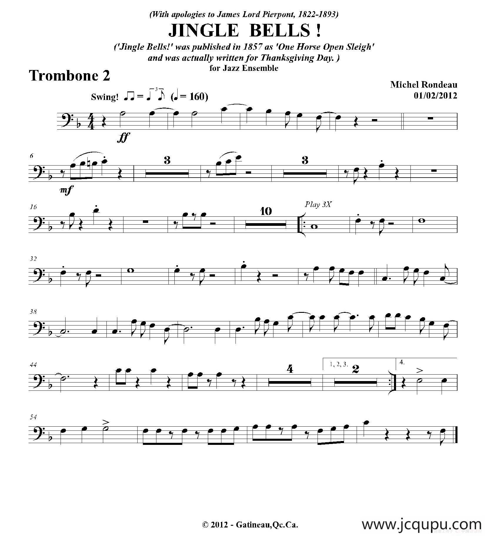 JINGLE BELLS！（第二长号分谱）简谱