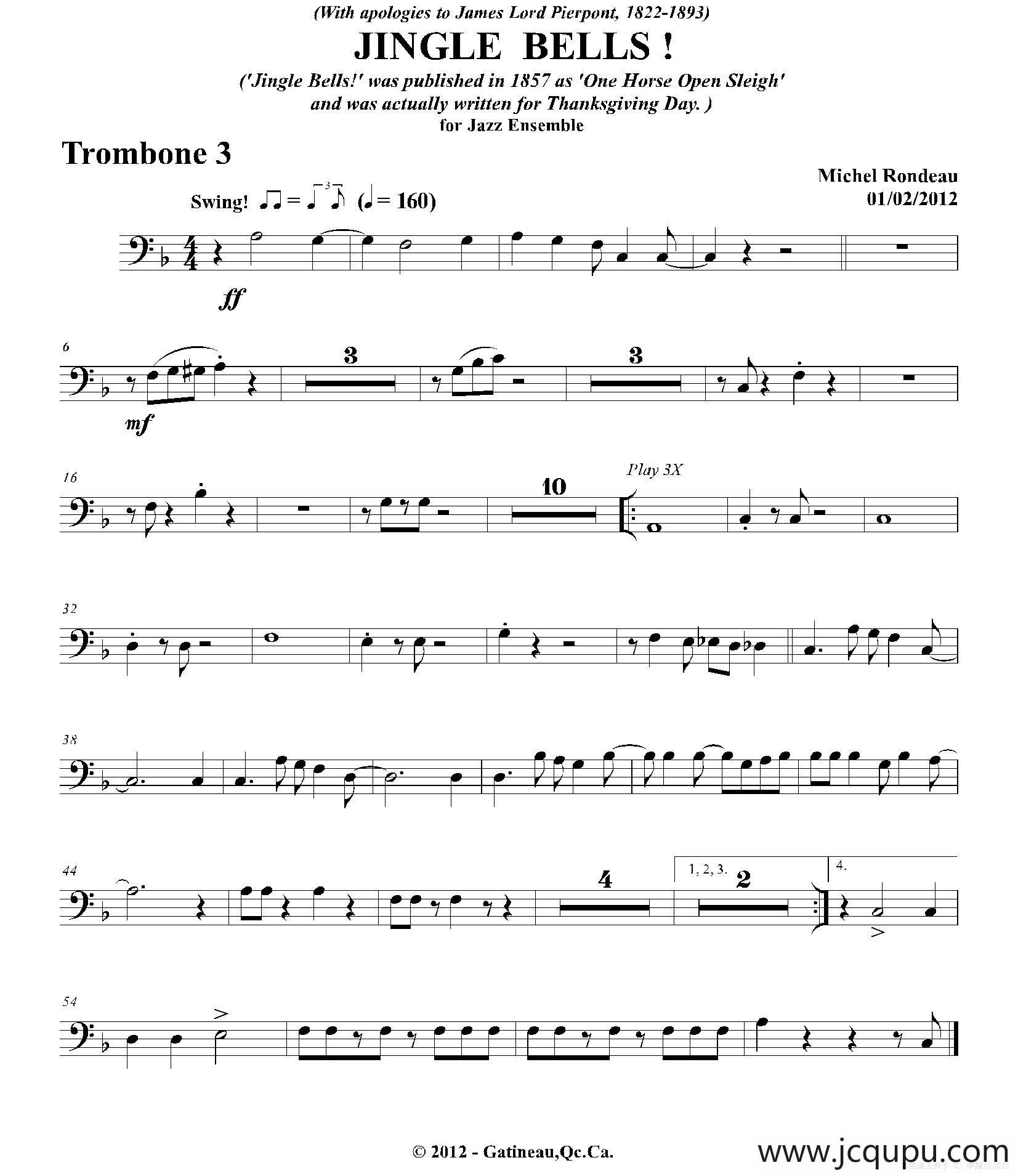 JINGLE BELLS！（第三长号分谱）简谱