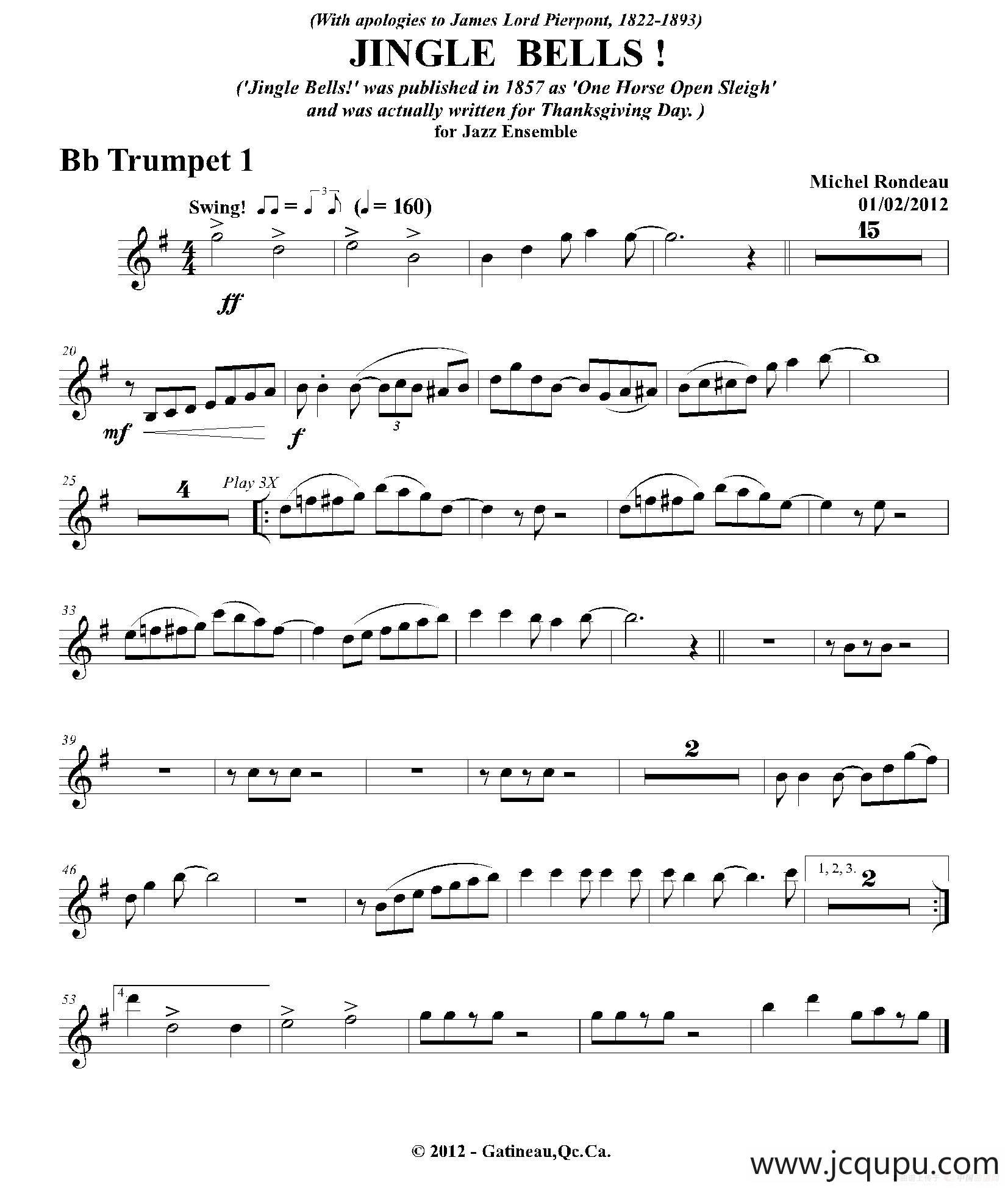 JINGLE BELLS！（第一降B小号分谱）简谱