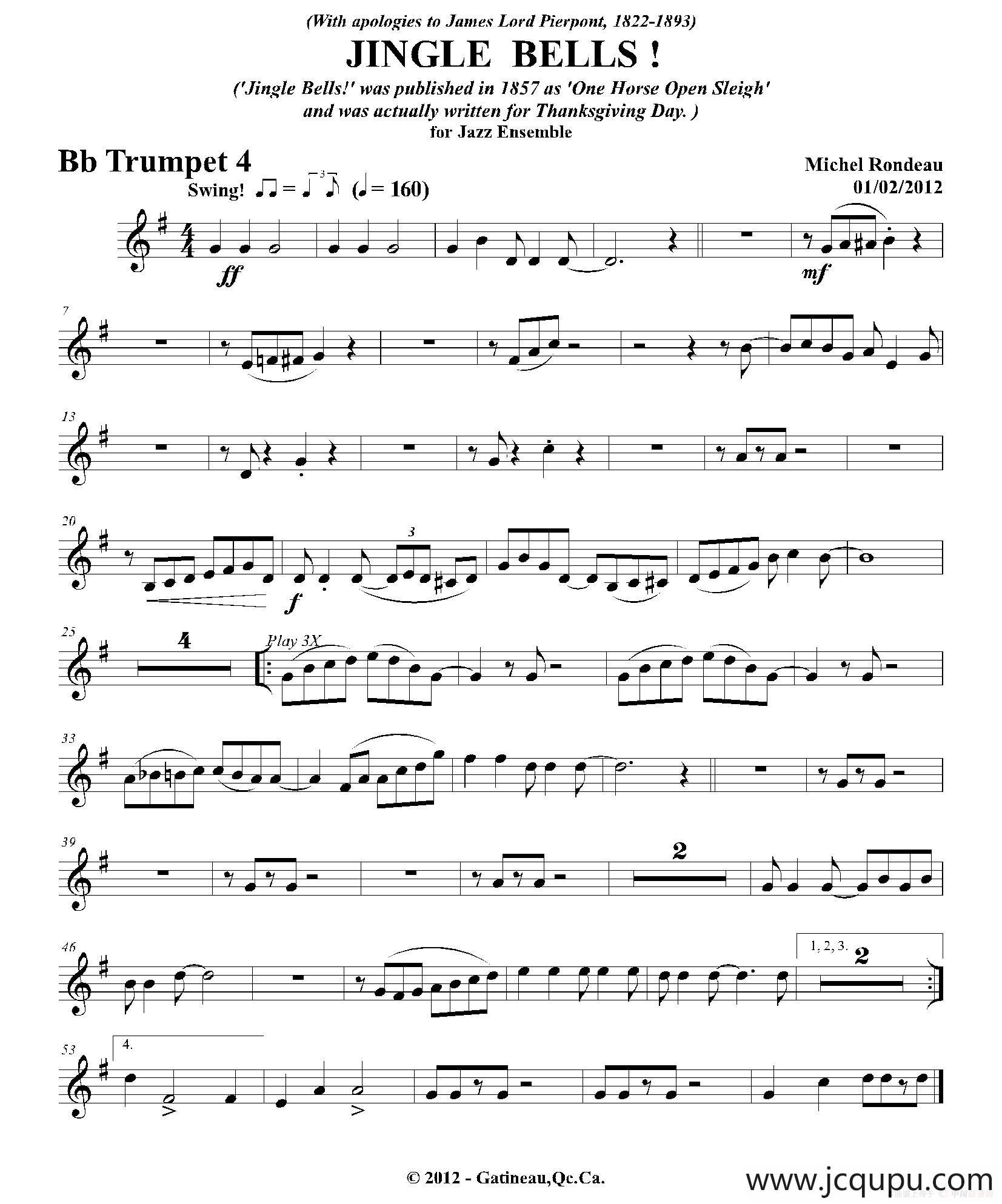 JINGLE BELLS！（第四降B小号分谱）简谱