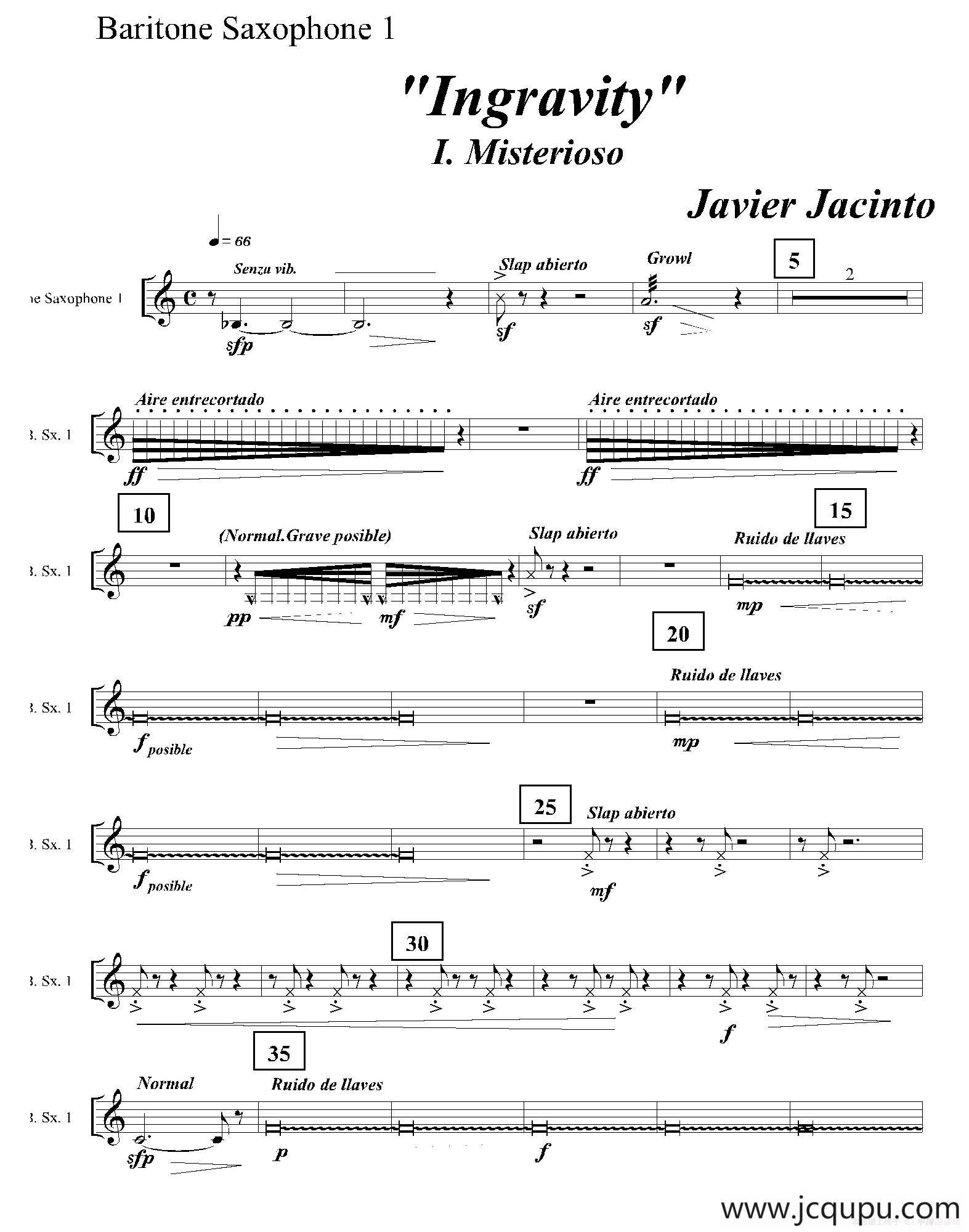 Ingravity（第一乐章）（第一上低音萨克斯分谱）简谱