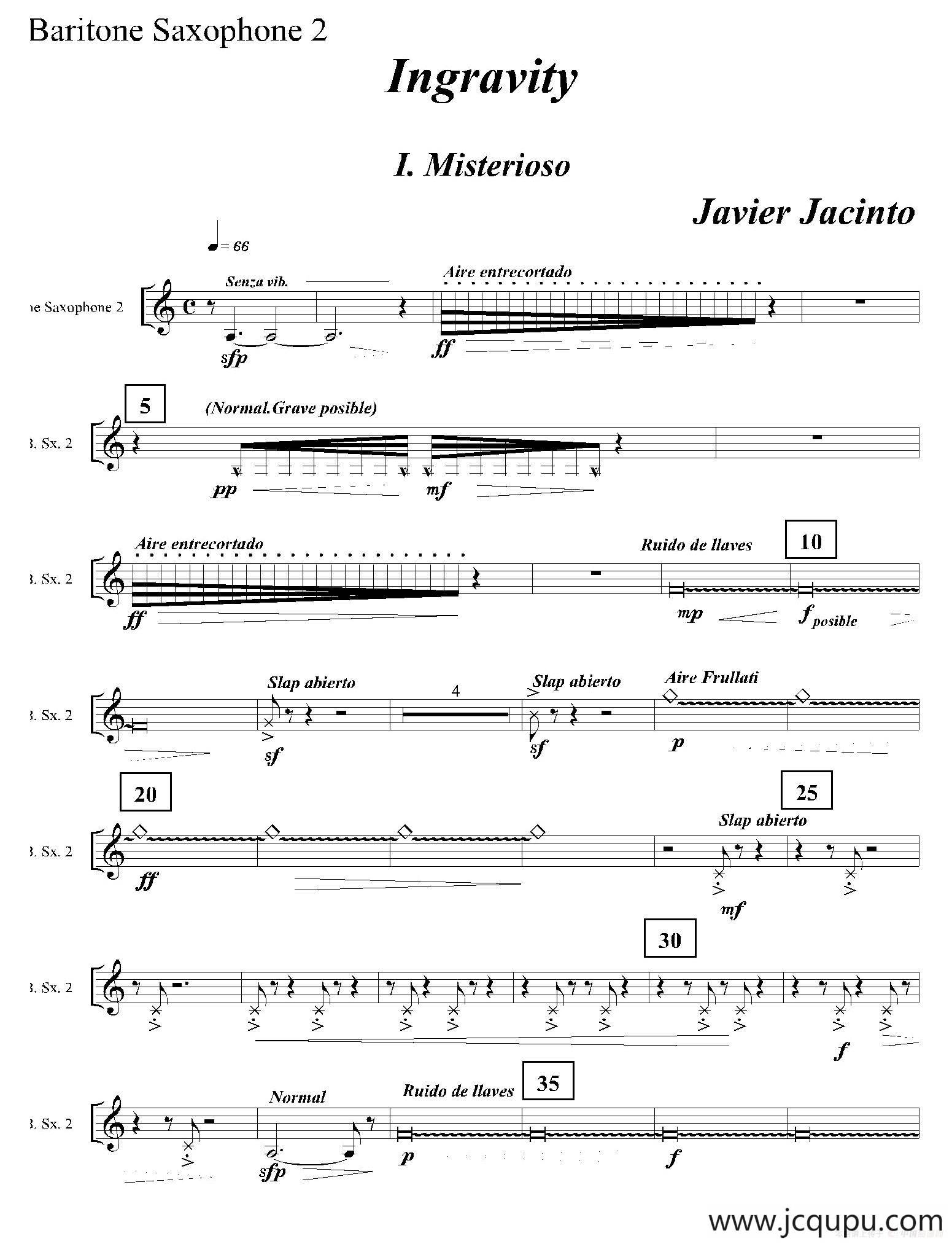 Ingravity（第一乐章）（第二上低音萨克斯分谱）简谱